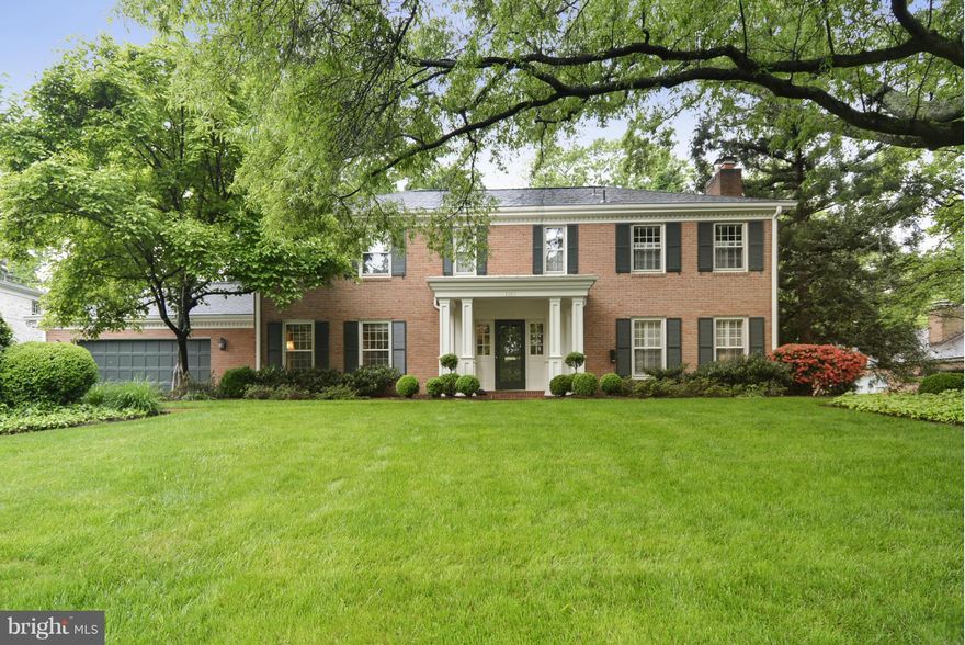 Beautifully updated four bedroom colonial in Villamay on lovely flat lot in cul-de-sac setting.  Loads of light, cherry/granite/stainless kitchen.French doors from living and dining rooms to patios, retractable awning.Three fireplaces, one in master bedroom, refinished floors, large rooms, multiple walk-in closets, many built-ins, two-car garage, in-ground sprinkler system & whole house generator.