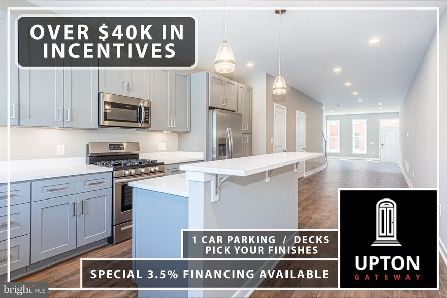 INTRODUCING UPTON GATEWAY PHASE 3 – WHERE HOMEOWNERSHIP BECOMES REALITY! Enjoy luxury living with over $40,000 in potential buying incentives that can make owning a home more affordable than renting. These beautifully renovated homes feature three finished levels with elegant details throughout, including gleaming wood floors on the main level and hallways, plush carpeting in bedrooms, and a designer kitchen with 42” cabinetry, granite countertops, and a Frigidaire stainless steel appliance package. The main level offers an open and inviting floor plan with a spacious living room, formal dining area, and modern kitchen. Upstairs, retreat to a luxurious Primary Suite with a walk-in closet and full bath, along with a second bedroom, hall bath, and convenient laundry. The third level adds incredible flexibility with a 3rd bedroom, full bath, and a generous den.   Complete with off-street parking, these homes are designed for both style and convenience. Take advantage of unmatched incentives, including $10,000 Vacants to Values Grant, $25,000 Live Near Your Worship Grant, and a $2,500 lender credit with the preferred lender. ELIGIBLE FOR SPECIAL 3.5% INTEREST RATE FINANCING!  Property is currently in the framing stage with an estimated 90 day delivery - PICK YOUR FINISHES! Photos shown are of a completed home in Upton Gateway—your new lifestyle is waiting!