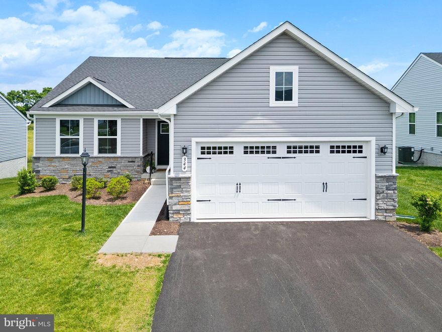 This move-in ready Grand Cayman model offers the ease of single-level living with thoughtful upgrades and a smart, functional layout.  Two bedrooms are located at the front, while the spacious primary suite is tucked privately toward the back, complete with a large walk-in closet and en suite bath with a walk-in shower and dual vanities. You'll find stylish LVP flooring throughout the main living areas.

As you enter, custom-made wrought iron railings welcome you inside. Walk through the great room and admire the open-concept kitchen and dining area, ideal for entertaining or everyday living. The kitchen is a standout, with an expansive island, granite countertops, GE appliances, and dual pantry closets offering exceptional storage.

Just outside the primary suite, you’ll find the laundry room for added ease—washer and dryer convey, along with blinds throughout the home.

Downstairs, the partially finished basement includes a full bath and a spacious recreation area with carpet and recessed lighting—perfect for guests, a game room, or media space. The large unfinished section includes lighting and offers excellent storage or room to grow.

Additional thoughtful features include wide doorways and hallways, comfort-height toilets, level door handles, lowered light switches, a programmable thermostat, and a WiFi-enabled garage door opener as well as a security system with multiple cameras. Enjoy peaceful backyard views while still being close to daily conveniences.

Ideally located in Arcadia North Ranch Homes, with easy access to Route 9 and Highway 81.