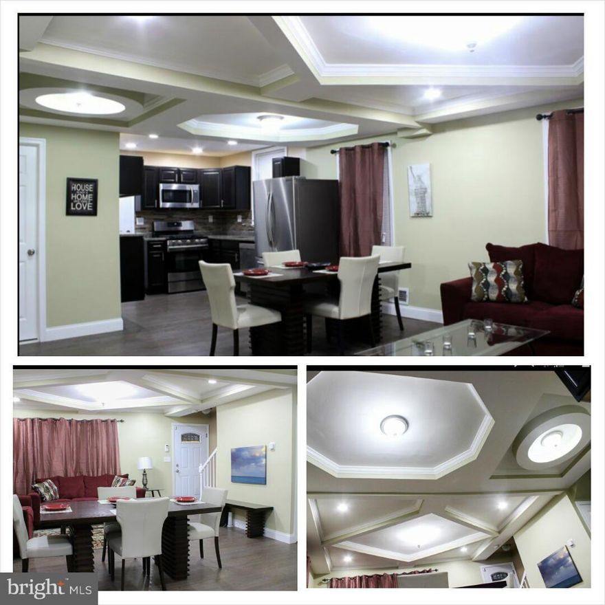 High end Remodeled 4 bedroom 2.5 bathroom home with possible 5th bedroom in Basement. 1st floor has open floor plan with Hardwood floors, Living room / Dining room with Trey ceilings & Recessed lights. Kitchen w/ granite counter, SS appliances & 5 burner stove. Fresh paint, new carpeted upper level & lower finished basement. Covered front porch, large rear covered patio & back yard.