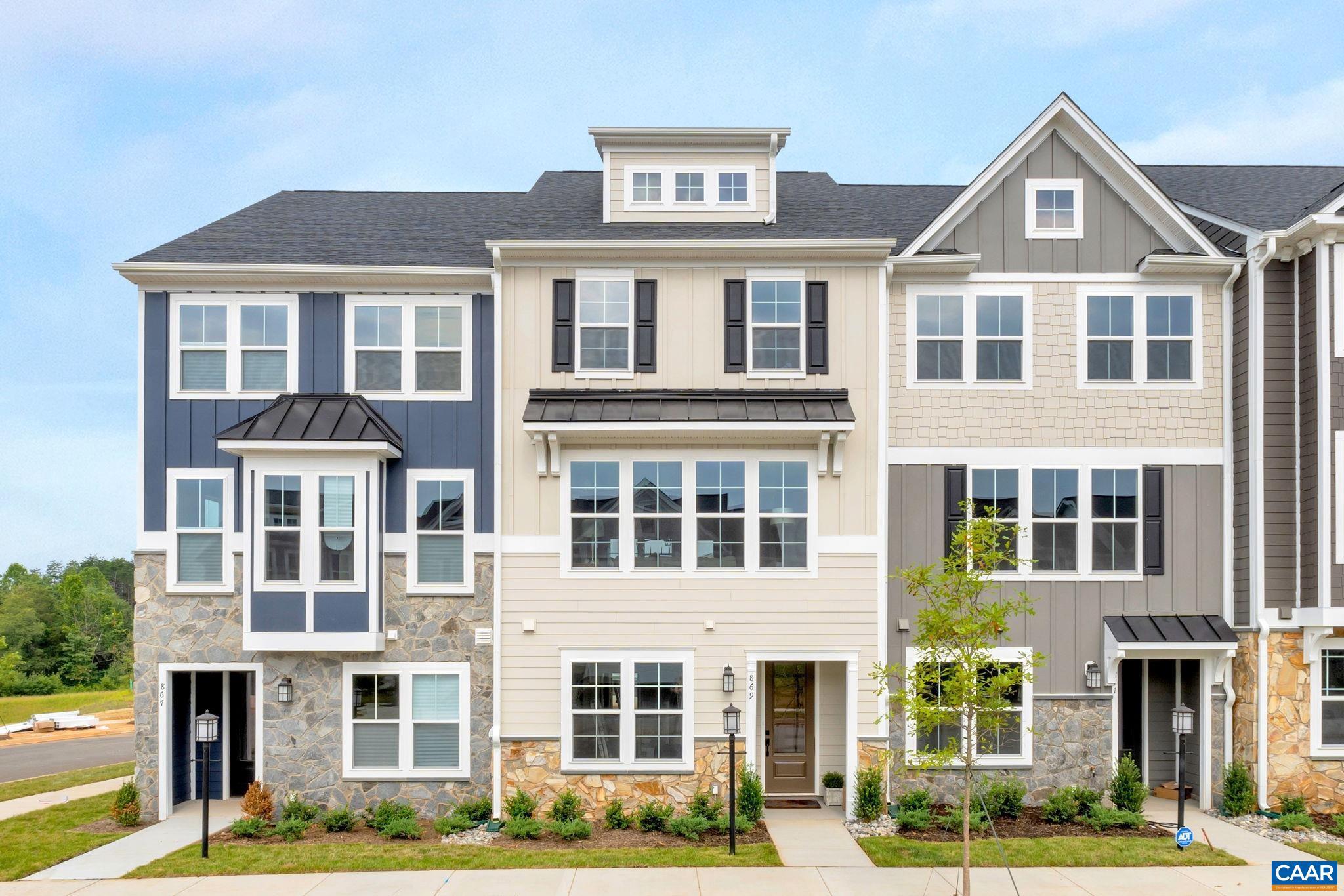 Introducing the Holly II, a three-story townhome coming to the newest phase of Belvedere, with completion expected in Fall 2025. This layout offers flexibility and space, starting with a first-floor bedroom and full bath that could work well as a guest room, home office, or extra hangout area. The main level includes a roomy kitchen with a walk-in pantry, open dining space, and a bright family room, along with a convenient half bath. Upstairs, you?ll find the primary suite with its own private bath, two additional bedrooms, a shared hall bath, and laundry nearby for easy access. Features like oak stairs with open railings and gas appliances add a clean, finished feel. A two-car garage sits at the back of the home, providing both parking and additional storage. Belvedere offers an array of amenities, including access to parks, close proximity to the Rivanna trailhead, the nearby SOCA Fieldhouse, a dedicated dog park for pet owners, and enchanting playground areas. Photos are of similar home and may show optional upgrades.,Granite Counter,Maple Cabinets,Painted Cabinets,White Cabinets,Wood Cabinets