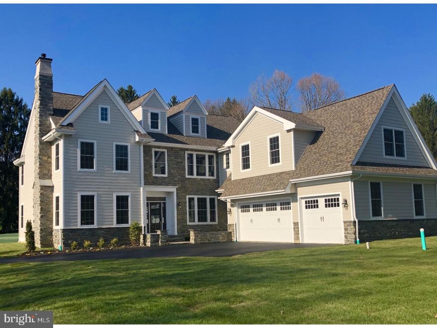 New construction in award winning T/E school district by Town and Country Master Builders. Custom home to be built with over 5000 square feet, 5 bedrooms, 4 full baths and 2 powder rooms. Beautiful entrance foyer will lead to luxurious open living space throughout home. First floor includes elegant living and dining room, study, state of the art gourmet kitchen with Decora custom cabinets and Subzero/Wolf appliances, great room with fireplace which leads to access to covered outdoor flagstone patio for entertaining.  Hardwood floors through out first floor, wainscoting, 2 zone gas HVAC, optional finished basement.  Taxes TBD based on new construction sales price.