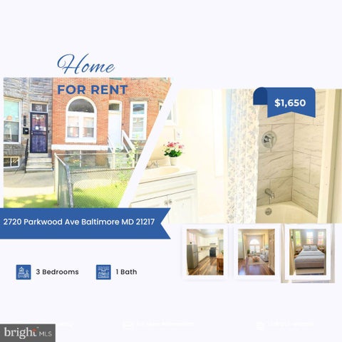 Townhouse For Rent - 2720 Parkwood Avenue<br/> BALTIMORE, MD 21217