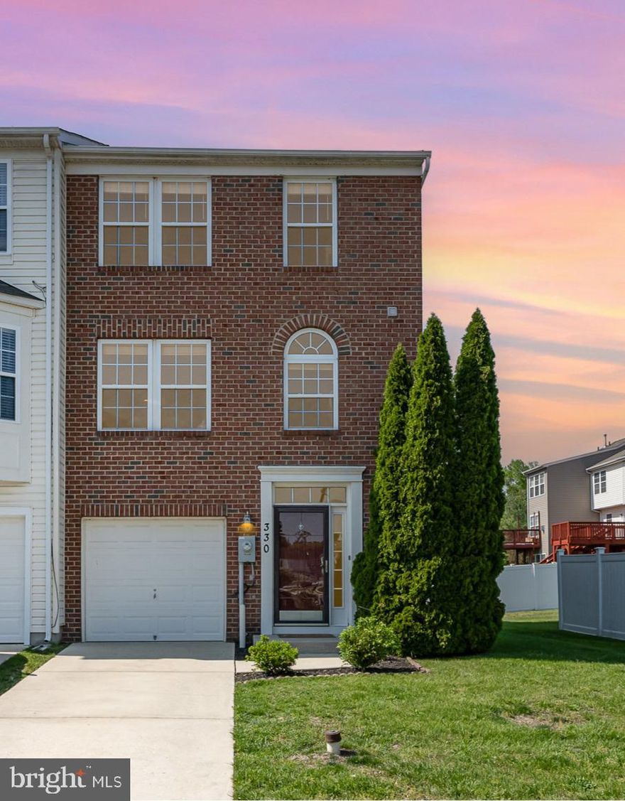 Welcome to Eagle’s Landing at Water’s Edge. Nestled along the banks of the Bush River, Eagle’s Landing at Water’s Edge is a well-maintained residential community offering a beautiful blend of natural surroundings and modern convenience. Located just minutes from I-95 and Route 40, this neighborhood provides easy access to major employers like Aberdeen Proving Ground (APG), shopping, dining, and recreation throughout Harford County. Residents can enjoy walking and biking along scenic trails, relaxing by the private community dock, and taking in the serene atmosphere of this riverside setting. Whether you're kayaking on the river, enjoying a morning jog, or commuting easily, this community offers the best of both worlds. Don't miss this stunning end-of-group townhouse offering three fully finished levels of comfort, style, and versatility. Step inside to discover a spacious foyer, with the convenience of a powder room, a large finished area with lots of natural light, and sliders and steps lead out to the backyard from the lower level. The ultimate area for entertainment or relaxation. Add a patio and have your oasis! The main level boasts beautiful hardwood floors, a spacious kitchen with a breakfast nook bump out, and a cozy sitting area with a gas fireplace, ideal for gatherings or quiet evenings at home. Additionally, the family room offers a large area off the kitchen. Enjoy the outdoors in your private backyard, featuring a deck, perfect for summer barbecues or morning coffee. Upstairs, primary bedroom, vaulted ceiling, walk-in closet with ensuite bath features double sinks, a soaking tub, and a separate shower for a spa-like experience. All bedrooms include new luxury vinyl plank flooring. Additional highlights include newer 2023 HVAC, hot water and some appliances. Parking isn't an issue with off-street parking, a 1-car garage, and overflow parking. This home truly has it all — space, style, and location. Schedule your showing today!