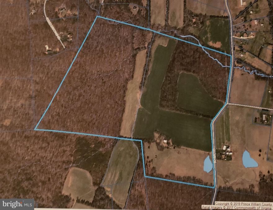 147+ acres of prime farm land in Rural Crescent area of Northern Prince William County. Raw land includes wooded area, stream, farm land and pond. Development potential by right (and perhaps more soon) for 14 each 10 acre lots for beautiful  home sites on picturesque rolling topography. Purchaser is responsible for any rollback taxes. Call Listing Agent for appointment to show. Minutes from I-66, downtown Manassas, Manassas Airport, Dulles Airport and VRE.