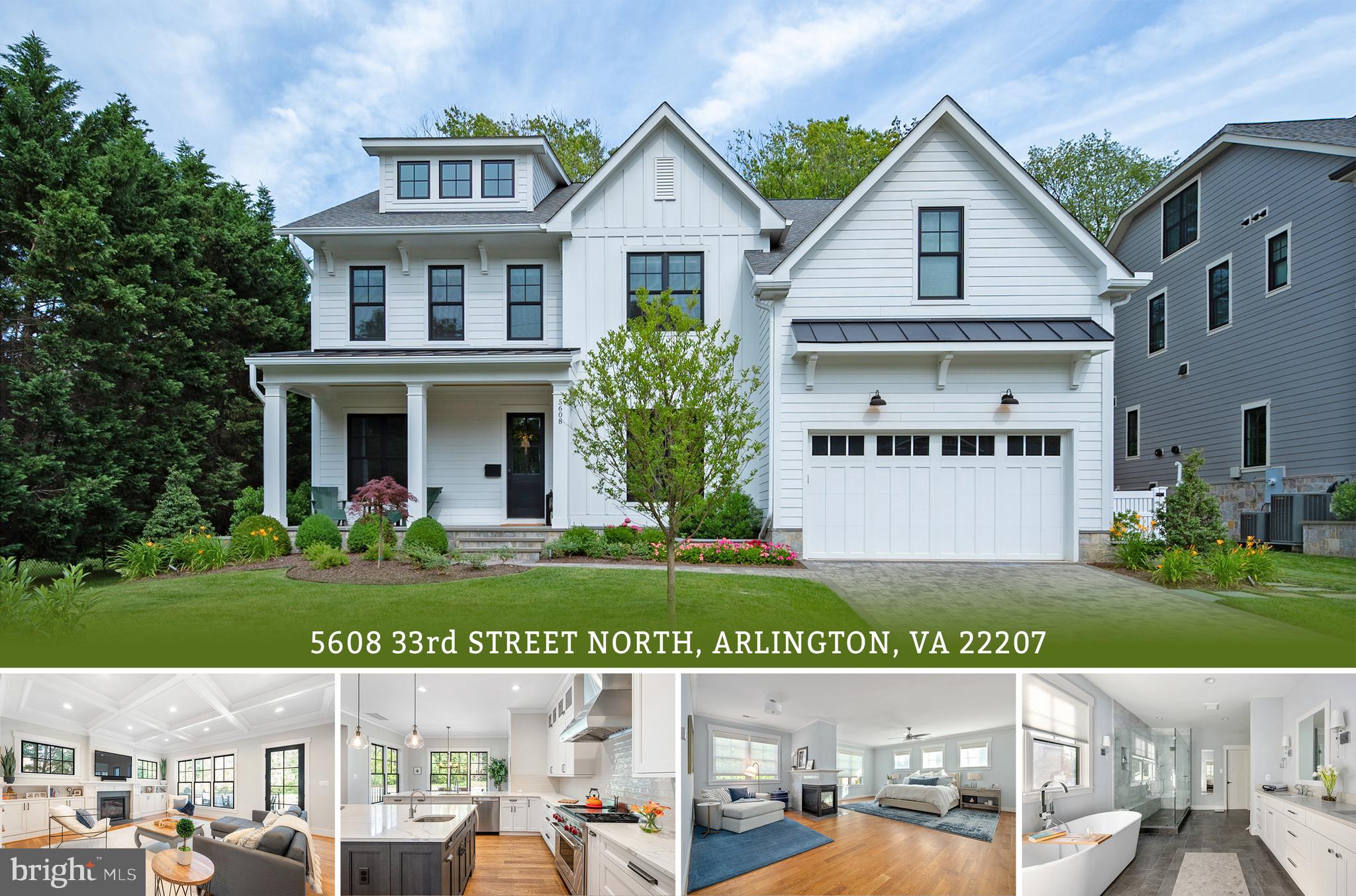 MULTIPLE OFFERS RECEIVED. Seller accepted a contact, OPEN HOUSES CANCELED.
Rare, better than new, home available in one of the most desirable neighborhoods of North Arlington!
Extraordinary classic farmhouse with a contemporary flair, built by prestigious local builder, CHERRY HILL CUSTOM HOMES. No detail has been spared in this 7470 square foot home on 4 levels. With 7 bedrooms and 7.5 baths, this home is perfect for bringing the family together to celebrate holidays. A very unique feature of this home is that every single one of the seven bedrooms has a walk-in closet and an en suite luxury bathroom!
This custom built home offers exquisite original features as well as recent updates. Luxury features include traditional farmhouse design with hardi style siding and stone accents, beautiful hardwoods, coffered ceilings (10 ft high), designer wood windows, gourmet kitchen and butler’s pantry, integrated landscaping lighting, accent walls, custom shades and lighting, and a unique primary bedroom suite with a 3 sided gas fireplace. Too many features to list, and truly stunning in person.
This rare listing is conveniently located in the heart of the highly sought after Yortown school pyramid (Nottingham, Williamsburg, Yorktown) and in close proximity to all 3 schools. Just minutes from I-66, Rt. 29, Chain Bridge, GW pkwy, and EFC Metro. Don’t miss this gem!
*See property brochure for details on the home's systems and finishes.
