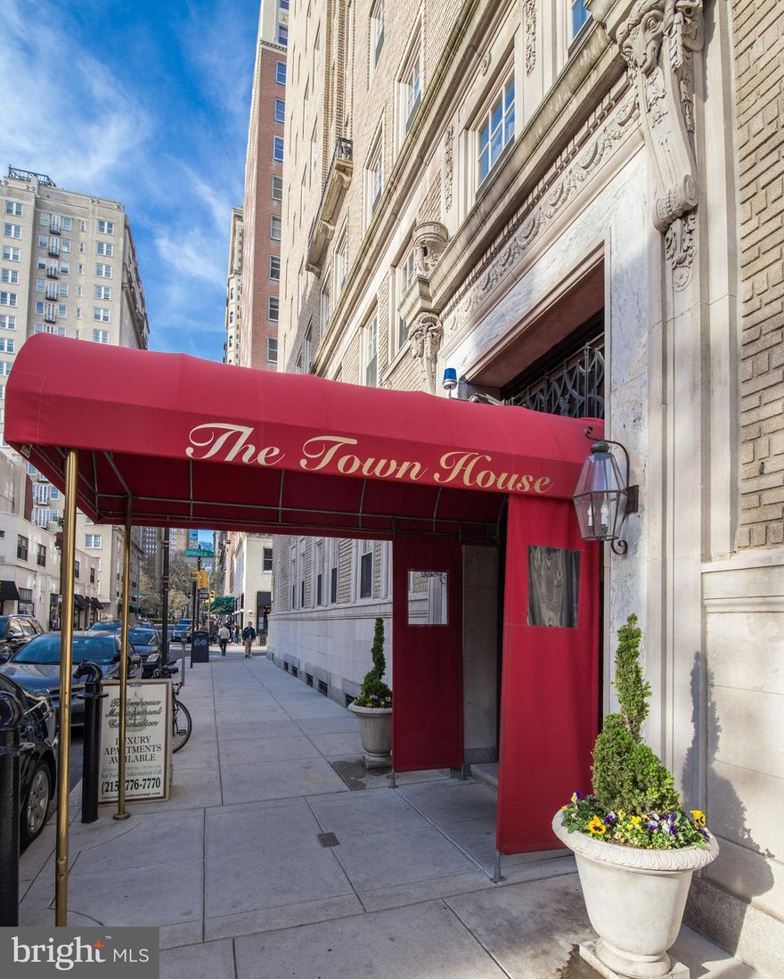 Welcome to The Townhouse! Located just one block from Rittenhouse Square and within walking distance to a variety of dining, shopping and entertainment options. Close to The University of Pennsylvania, Drexel University, Thomas Jefferson University, Curtis Institute, University of The Arts. The Townhouse is a 16-story building with a 24/7 doorman, virtual building entry intercom, package service and bike storage.Unit # 2B is a beautifully renovated 1 bedroom, 1 bath apartment with stainless steel appliances, dishwasher, garbage disposal, washer/dryer and hardwood floors. Large open kitchen, living and dining area with eat-in kitchen bar with lots of natural light.Tenant is responsible for monthly gas  charge of $60/month and electric utility.