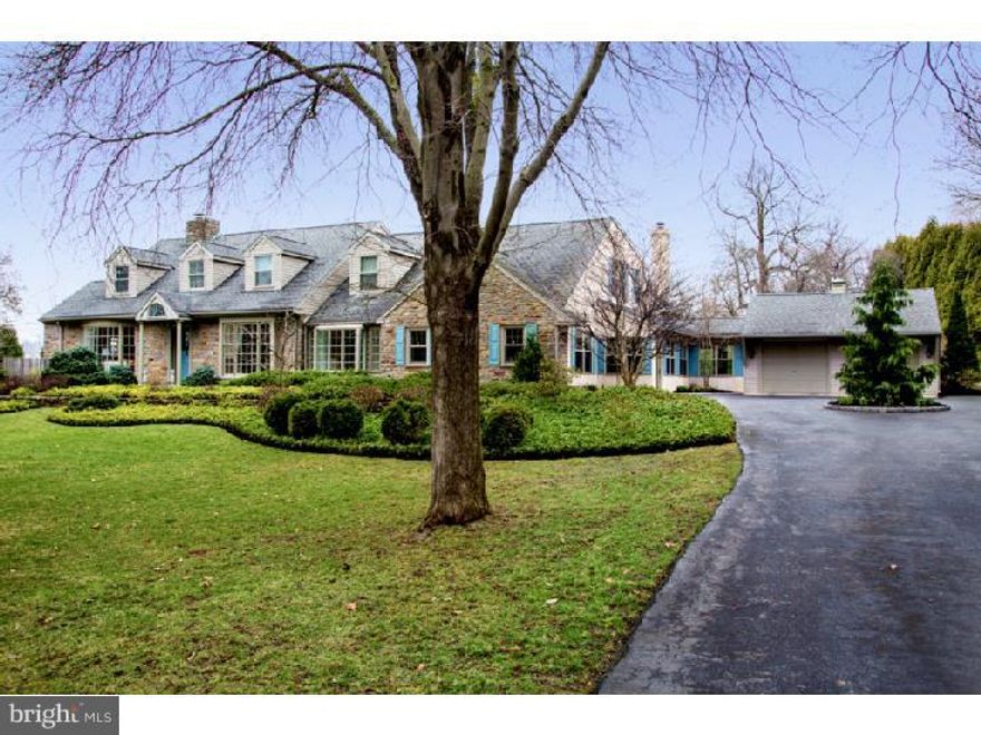 Welcome home to 6009 Cricket Road, located on one of the area's premier streets. This lovely Cape has been carefully expanded and improved by the current owners and is ready for you to move right in. The unique and open layout offers ideal living spaces for today's modern family with four bedrooms, 4 full bathrooms and 2 powder rooms. The light-filled first floor offers a large formal living room with fireplace and access to an adjoining patio, dining room, center island kitchen, large and open morning room, great room with fireplace and picture window. The first floor guest bedroom offers an ensuite bath and large closet. There is also a home office with adjoining full bath, first floor laundry and a family entrance with breezeway to the attached two car garage. With access from the kitchen, morning room and great room, the bluestone terrace offers excellent outdoor space and picturesque views of the 17th Fairway beyond. With a seasonal awning and pergola, this is the perfect spot to entertain or just relax and take in the serene setting. The master suite features a large sitting room with built-ins, walk-in closets, gas fireplace and large tiled bath. There are two additional bedrooms on the second floor, one with a small sitting area, hall bath and a large cedar closet. The finished lower level includes a workout room, large playroom, powder room and unfinished utility area with outside exit and walk-up. Set on two beautiful acres, with a pool and views of the World Renowned Wissahickon Course and easy access to the area's many options for dining, shopping and just steps to the Green Ribbon Trail. This is an incredible opportunity, don't miss it!