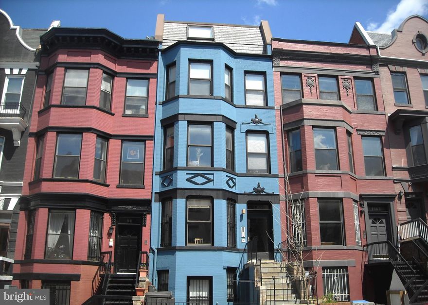 Located on a tree-lined street in Kalorama, this this 1910 Queen Anne-style row house is walking distance  Dupont, and Adams Morgan neighborhoods. It's designated as a contributing property to the Washington Heights Historic District.  Each of the 4 units in this building provides access to outdoor space:  either the rear garden or the various decks and rooftop terraces. Please see floor plans for details about the 4 units comprising this building: Unit 1 (basement) 2BR/1.5BA; Unit 2 (first floor) 2BR/1.5BA; Unit 3 (on second, third and fourth floors) 3BR/2BA w/roof deck; and Unit 4 (on second, third and fourth floors) 2BR/2BA w/roof deck. The hardwood floors and detached garage complete this fabulous  offering in a prime location.  Enjoy the ease walking to restaurants, shops, and 3 Metro stations.    The main photo in this listing is licensed under the Creative Commons Attribution-Share Alike 3.0 Unported license.