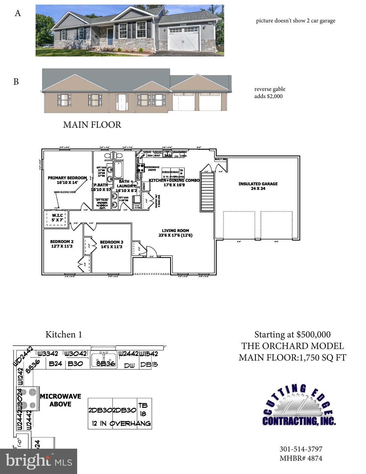 TO BE BUILT home on .96 acres by Cutting Edge Contracting, Inc, home builder for 25 years.
Starting prices:
Rancher models: Orchard Model $500,000-3 br,2.5 bath 1,750 sq ft. Strauss Model $540,000-4br,2.5 bath 2,145 sq ft. Ville Model $540,000-3br,2.5 bath 2,188 sq ft.
2-story models: Talbot Model $500,000-3br, 2.5 bath 1.988 sq ft. Chestnut 1 Model $550,000- 4br,2.5 bath 2,528 sq ft. Chestnut 2 Model $575,000-4br, 2.5 bath 2,706 sq ft. New London Model $625,000-4br,3.5bath 3,002 sq ft. Dorchester Model $625,000-4br,3.5 bath 3,436 sq ft
2-story with primary on main floor: Tacoma Model $599,000-4br, 2.5 bath, 2,747 sq ft
Standard Home Features:
White oak hardwood flooring throughout all living areas except bedrooms and bathrooms. Bedrooms have carpet. Bathrooms will be tiled. Primary bathroom with tiled shower. Oversized 2-car garages with 9 ft wide doors with belt drive openers with wifi ability. Kitchen cabinets are solid wood, plywood ends, dovetail drawers, soft closing drawers. Quartz or granite solid surface tops for kitchen and bathrooms. All shelving is MDF boards. Whirlpool appliance packages available. Certainteed vinyl siding. Stone veneer options. Hallways are minimum 3'6" wide. 30-year architectural shingles. All exterior trim is vinyl or fiberglass. Simonton lifetime warranty double-hung all vinyl windows. Craftsman style doors for exterior and interior. Trane HVAC system with whole house humidifier. Water treatment with UV light and whole house sediment filter. 400 amp electric service. LED recess lighting throughout. Ceiling fans in all bedrooms and kitchen eating areas. Whole house ethernet wired. Attic pull down stairs. Moen or Delta fixtures. Waterproofing done with draintile on inside and outside of foundation walls to crock. Come and build your custom home now. There are upgrade options so come and meet with us to make your dream home.
See pamphlets in Documents