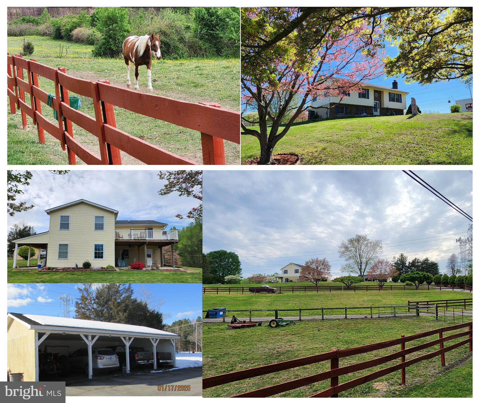 Paradise has been found right here in Croom. Appraised at $700,000! Four Bedroom 3 bath split with a 20 x 16, two story addition, that added a Family/Bonus Room to each level (640 sq ft total of extra of living space). Two Covered Patios + Deck. Multiple outbuildings on Five 5 rolling acres. Three/Four Car Carport. Horse Stable, Run-In Shed. Hay Barn, fenced Dog Kennel, plus several others. Country sized Kitchen with peninsula and Stainless Steel appliances. The Lower level has a 2nd Kitchen/wet bar, separate entrance with covered patio, Floor to Ceiling Brick Raised Hearth FP...perfect for in-laws, multi generational living, and/or for income!