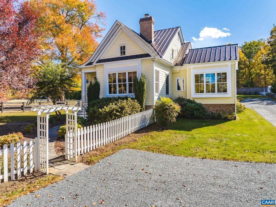 OPEN HOUSE Sun Dec 7, 1 to 3 pm Almost a Black Friday Special!  Price adjusted $60,000 by our motivated sellers. Our beautiful Arts and Craft style home is surrounded by horse farms in Keswick Hunt country. Our 3 bedroom, 2 bath 2,200+ sf home is now mainly vacant so you can now imagine your own furniture concepts. We feature oak floors, a double sided masonry fireplace, stainless steel appliances, granite countertops, vaulted ceilings, a luxurious master suite with a balcony, a jetted tub, Italian ceramic tile, and many built in cabinets and shelves. It is 6x2 construction with a standing seam metal roof, Hardiplank siding, Trex decking, a full unfinished 1,200 sf basement, solar panels, is generator ready and sits on .7 acres landscaped acres. We also feature a delightful sun room and a detached 672 sf garage with an apartment above it, ideal for guests and is a legal approved Airbnb,Granite Counter,White Cabinets,Wood Cabinets,Fireplace in Dining Room,Fireplace in Living Room