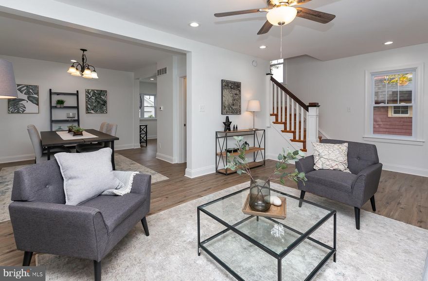 Welcome to 10 Oak Lane, a colonial home in the Oakmont section of Haverford Township. Set on a beautiful lawn that overlooks a quiet street, this property is a completely renovated move-in home; Modern neutral wall color and gleaming floors throughout. Enter into the welcoming sun porch that delivers privacy, an office or an extra gathering area; The open floor concept consists of a large living room with a stone fireplace, great for relaxation at the end of each day. The bright dining room with large windows accommodates daily dining and all of your family gatherings. The kitchen has classic wood cabinetry, Corian countertop, stainless steel appliances, a powder room and a doorway that leads to a large deck where you can enjoy your morning coffee in the privacy of your backyard. The second floor has three bedrooms, each with great closet space and ceiling light/fan fixtures. The completely updated bathroom with all new fixtures boosts white ceramic tile. The attic can serve either as a storage area or a forth bedroom. The clean full semi-finished basement offers plenty of additional storage space, a second full bath and area for your laundry needs. The large backyard has mature landscaping and a great area for play; The long driveway holds three-four cars and leads to a one car detached garage. This home is completely renovated in 2022. New paint, new floors, new electric, all new utilities and appliances, new hot water heater, new heater, all new baths, and all new kitchen appliances. At the end of the small quiet road is a great community park and the American Legion Post.  Great section of town, Haverford Township School District, Close to Septa RT. 100 Line, Septa Bus Routes, and sought-after Havertown amenities, Darby Road restaurants & shops, Haverford Township Public Library, Walk to the Haverford Middle School and High School, Haverford YMCA, Just minutes to I-476, 20+ minutes to Center City and Philadelphia International Airport. Donât miss this beautiful home! Haverford Township-A great place to live!