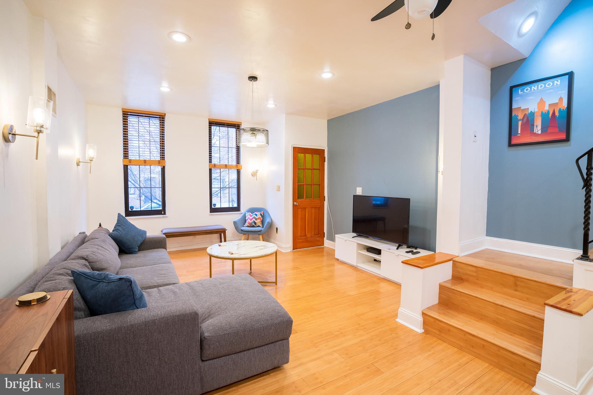 *Available 9/2*
This impeccably designed brick townhouse located in the thriving community of Northern Liberties benefits from a number of exceptional city amenities. It features 3 bedrooms, 2 full and 2 half bathrooms, a finished basement, a patio, and a rooftop deck overlooking the neighborhood landscape. Within just a short walking distance, you will find a neighborhood rec center, coffee shop, and numerous restaurants, such as Abbaye and KenLoves BYOB. Venturing out a bit further will reward you with Edgar Allen Poe's National Historic Site, a fascinating historic landmark, that is just a stone's throw away!
Stepping through the front door, you’ll be greeted with a striking design, pleasing hardwood flooring, and a spacious living area. The open-concept living room and dining area provide an open view of the galley-style kitchen. The kitchen presents a selection of modern and convenient appliances such as a dishwasher, wall-mounted microwave, garbage disposal, and a gas stove/oven surrounded with beautiful white cabinetry, blue subway tiles, white corian countertop, and tile floors. Heading to the upper floor levels, each floor offers a bedroom fashioned with ample closet space and windows to allow for natural light to permeate each room. The hallway connecting the topmost bedroom is where you can gain access to the rooftop deck and one of the half bathrooms. Making your way down to the finished basement, you will see it offers a sizable and flexible space. Whether you require a home gym, an entertainment center, or even an office, it is ready to serve any of your needs. You can also find the second half bathroom and a room to serve as the ideal laundry space here.
Lease Terms: Generally, 1st month, and 1 month security deposit due at, or prior to, lease signing. Other terms may be required by Landlord such as last month’s rent upfront. $65 application fee per applicant. Tenants are responsible for: electricity, gas (if applicable), cable/internet and $10/mo technology fee. Water is a flat monthly fee of $90. Additional fees or requirements may be applicable for units with Homeowners or Condo Associations. Landlord Requirements: Applicants to make 3x the monthly rent in verifiable gross income, credit history to be considered, no evictions within the past 5 years, and must have a verifiable rental history with on-time rental payments. Exceptions to this criteria may exist under the law and will be considered. Cosigners will be considered.
*Cats and dogs permitted with $500 refundable pet deposit per pet