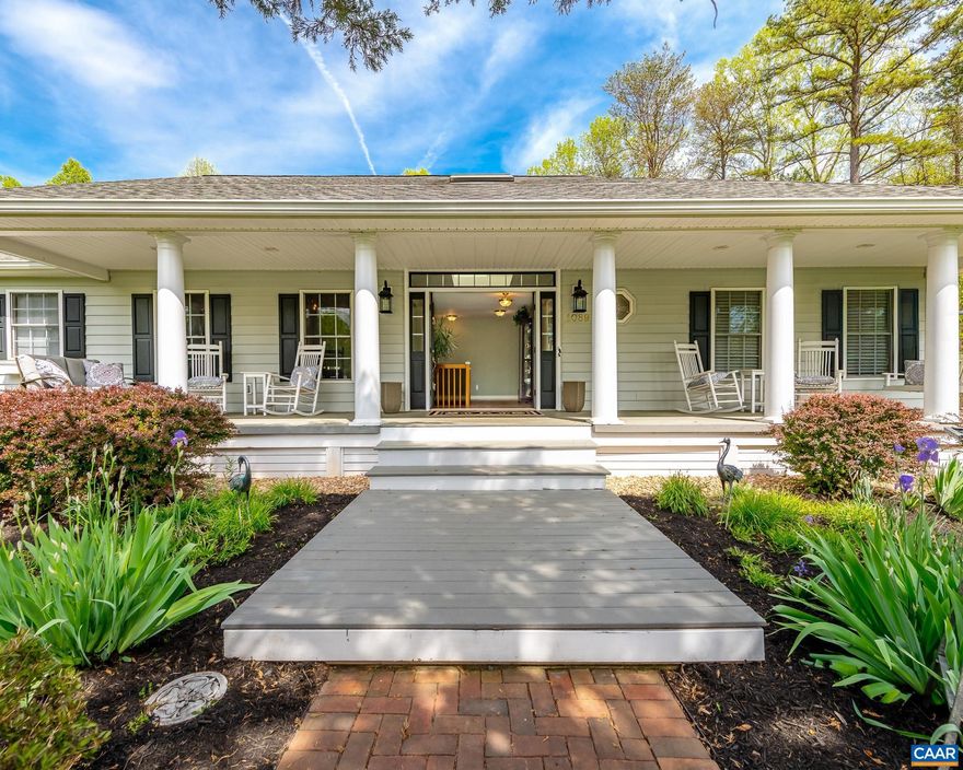 Set on nearly 10 acres in the historic Broken Island community, this beautifully updated home offers the perfect blend of timeless charm, modern comfort & outdoor lifestyle. Thoughtfully improved since 2017, this 4-bedroom, 3 full & 2 half bath home features a renovated kitchen with granite countertops, updated cabinetry, stainless appliances & custom lighting, along with extensively remodeled bathrooms, updated systems & fresh interior paint throughout. The home?s inviting front porch sets the tone for watching sunsets, while inside, soaring ceilings & a stunning stone fireplace create a warm & welcoming living space. Hardwood floors, abundant natural light & a flexible layout make this home ideal for everyday living & entertaining. Step outside to enjoy peaceful views of open & wooded acreage & enhanced outdoor spaces. Horses are permitted on this property, offering additional versatility for those seeking a lifestyle property. Broken Island is rich in history & natural beauty, with the Rivanna River winding around the community. Residents share access to a 60-acre Common Area with river frontage, walking trails & preserved historic canal locks.  All of this, just a short drive to Charlottesville & the Monticello Wine Trail.,Granite Counter,Wood Cabinets,Fireplace in Den,Fireplace in Dining Room,Fireplace in Great Room