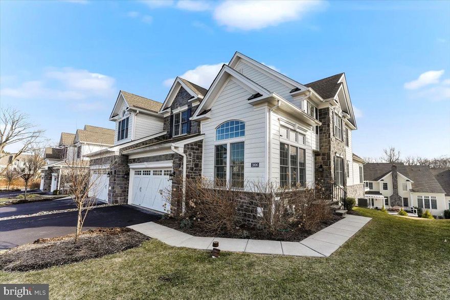 Quick delivery is now available of this stunning sun filled four-year-old end unit carriage home in Liseter with a 1st-floor primary bedroom suite! The Liseter Bucknell model features an elegant curved staircase, a two-story entry foyer with a living room to the left of the main entry, and your formal dining room to the right of the entry. Many updates throughout. The spacious gourmet kitchen includes a large center island, quartz countertops,  a walk-in pantry, stainless steel appliances, a Jenn-Air six-burner gas stove, a farm sink,  and Century Kitchen cabinetry. Open floor plan from the kitchen to the family room. The family room has a 4ft bump-out extension and features a one-story cathedral ceiling with a gas fireplace and hardwood floors. The large low-maintenance deck is a perfect place to unwind and enjoy many amazing sunsets with family and friends. The primary bedroom suite is also on the main level which includes a walk-in closet, tray ceiling, and master bath with an extra large tiled shower and dual sink vanity. The second floor offers a lovely bright loft area which is perfect for an office or media area. There are also two spacious bedrooms with large walk-in closets and a shared bath with separate vanity areas for each bedroom. The main level powder room as well as the laundry room are located just off the oversized two-car garage. Zoned heating and central air. Gorgeous real stone on the front exterior of this home. Bring your ideas to finish the large walk-out basement with high ceilings which is already plumbed for a bathroom. Liseter offers you many amenities and activities including the amazing community clubhouses, pool, tennis, sports courts, outdoor pavilion, and fitness center. Conveniently located less than five minutes from Whole Foods, Amazon Fresh, Ulta, and local restaurants. Just a short drive to area shoppes and fine restaurants in  Newtown Square, Wayne, West Chester, and Media. Conveniently located near many area private schools, and golf clubs as well as minutes from the Philadelphia airport, major highways, Paoli train station, and King of Prussia shopping complex.
