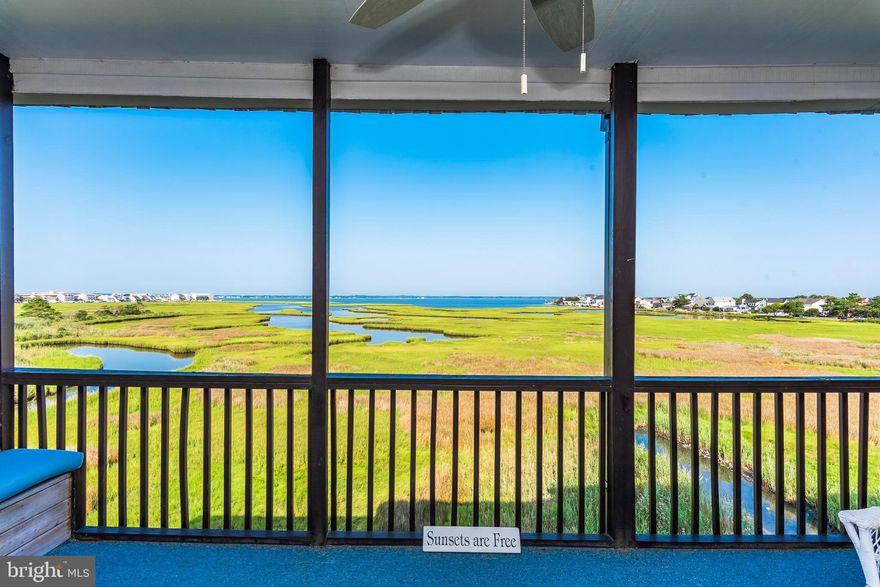 OPEN HOUSE AUGUST 31st, 10am-1:00pm.  Million dollar view at an affordable price! Located in The "D" building, facing west this highly sought location offers unobstructed wetland and bay views! Immaculately cared for by original owners.  This furnished,  2 bedroom, 2 bath condo features a HUGE,  covered porch offering endless outdoor space, panoramic wetland & bay view.  Lots of wildlife and unforgettable sunsets and unforgettable full moons!  Private storage closet for all your beach stuff! Bamboo flooring in living areas , ceramic tile kitchen, carpeted bedrooms. Sold furnished (minus a few exclusions). The living area offers a large, open floor plan with cathedral tray ceilings and an abundance of natural light and incredible views.  There is also a working  wood burning fireplace for those chilly fall evenings.  And the convenience of a washer and dryer in the home.  Our Place at the Beach has beautiful open spaces that will make you feel you are in a secluded neighborhood rather than a typical condo. Trees and an abundance of open space sets this community apart from the rest. Large complex pool for your summer enjoyment.  And EZ access to white sandy public beaches.  Don't hesitate to schedule a showing, these units never last long!   Seller is requesting a settlement date after October 20, 2024