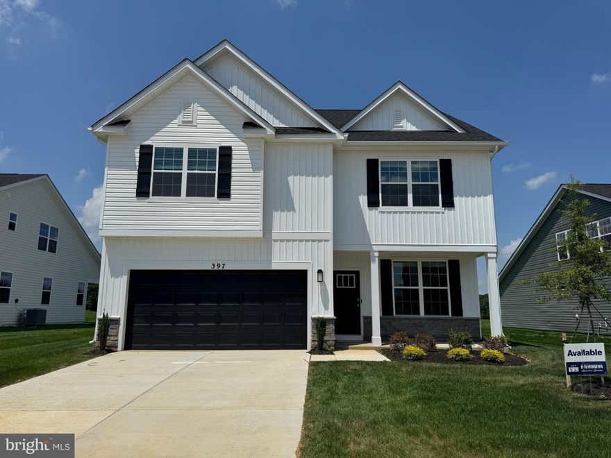 MOVE-IN READY! Tour this stunning 4-bedroom, 2.5-bath home with a roomy 2-car garage! The chef-inspired kitchen features stainless steel appliances, including a 25 cu ft side-by-side refrigerator with in-door water/ice, multi-cycle dishwasher, garbage disposal, electric range, and microwave. Enjoy Aristokraft cabinetry, sleek quartz countertops, LED task lighting, and a spacious island with a sink—perfect for gatherings. This home is loaded with America’s Smart Home Technology: a Qolsys IQ HD touchscreen with camera, Wi-Fi video doorbell, Echo Dot with Alexa, Z-Wave programmable thermostat, smart light switches, keyless entry front door lock with deadbolt, and a Wi-Fi-enabled garage door opener. Plus, flat-screen pre-wires with cat-6 outlets in the primary bedroom and living area. The main level shines with LVP flooring, stylish two-panel interior doors with brushed nickel hardware, cozy wall-to-wall carpeting in bedrooms, and ceiling fan pre-wires. Ready to make it yours? Schedule your private tour today!