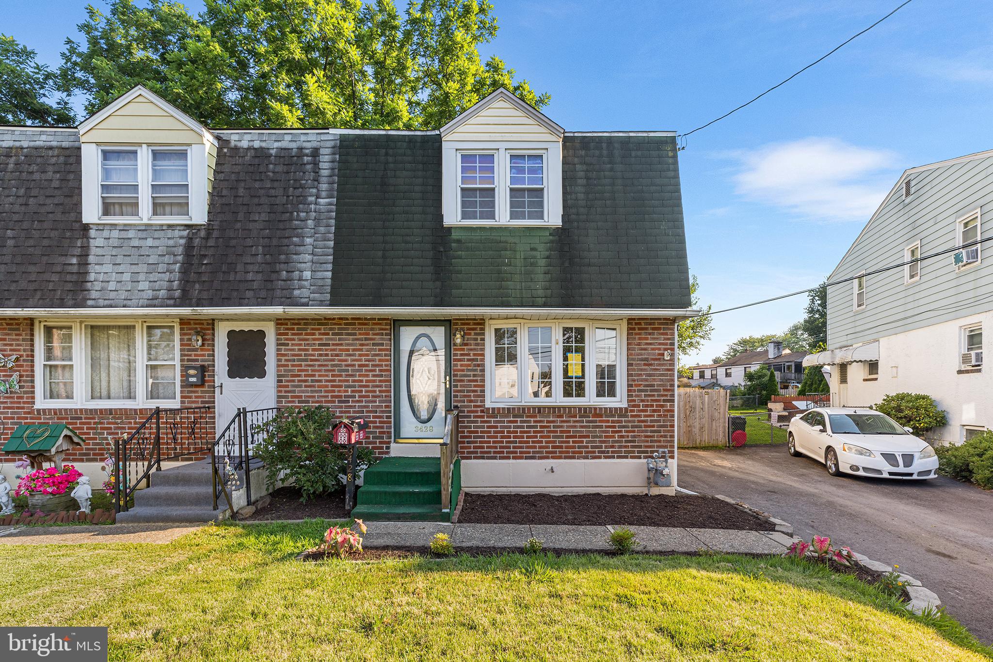 Welcome to this beautifully updated 3-bedroom, 1.5-bath twin home, tucked away on a peaceful cul-de-sac with excellent curb appeal and a fully fenced rear yard. A newly paved driveway ushers you past the flower beds into the bright and airy living room, filled with natural light from a bow window. It features fresh paint and steam cleaned neutral carpeting for a warm, inviting feel. Stylish modern Pergo flooring unites the dining area and the fully renovated kitchen, complete with white Shaker cabinets, granite countertops, and stainless steel appliances—perfect for open-concept family living and effortless entertaining. Upstairs, you'll find a generously sized primary bedroom with dual closets and overhead lighting and new ceiling fan, along with two additional spacious bedrooms. All three bedrooms have been newly carpeted in a neutral tone. The updated hall bath includes a tiled tub/shower combo with modern tile finishes. The partially finished basement offers great flexibility. It features a newly renovated half bath, laundry area, and plenty of storage—ideal for a home office, rec room, or guest space. Enjoy the outdoors in your private backyard oasis, featuring a large patio, multiple garden beds, and a sizable storage shed with an attic for all your outdoor essentials. Is there a Man Cave or She Shed on your Wish list? Conveniently located near parks, schools, shopping, and major roadways, this home offers an easy commute to Philadelphia, Delaware, and New Jersey.