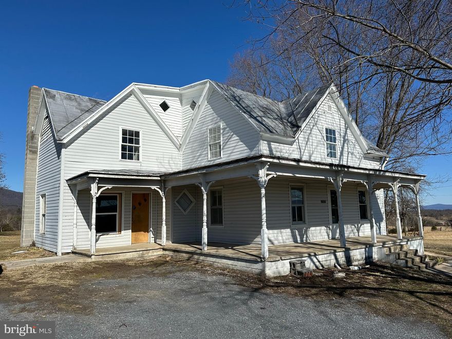 Fixer upper with lots of potential.  Older rock detached summer kitchen with stone fireplace.  Access is via a 12 wide right of way from Back Rd.,  the drain field portion of existing septic system is on a neighbor. Large bedroom has sitting area/ nursery, third bedroom has no closet. GIS map is incorrect please see refer to the Plat attached in documents and the highlighted area of Plat.