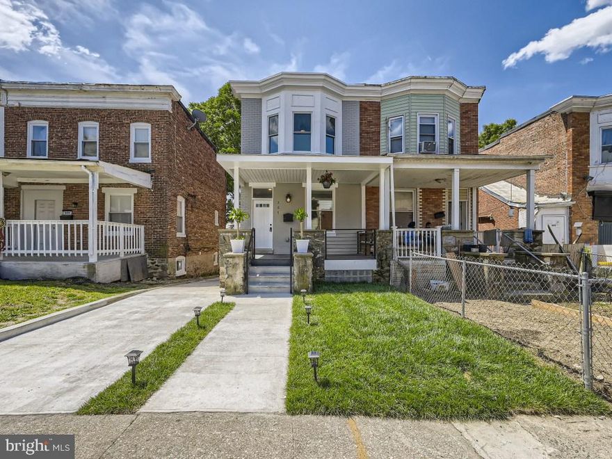 Yet again Another beautiful renovation by the reputable DMV Properties Now LLC. This fully renovated spacious 3 bedroom 2.5 Bath home has been completely renovated with all of the luxury you desire. The floor plan perfectly enhances a welcoming interior that is light and uplifting and contains a flow-through living area with a sleek modern electric fireplace and half bath. Cooking and cleaning has never been easier in a gleaming kitchen that has been completely modernized and comes equipped with stainless steel appliances, including Samsung smart refrigerator, quartz countertops, dishwasher, 42 inch soft close cabinetry, recessed lighting and a built-in microwave. Fall in love with the outdoors in your huge Backyard with patio off of the Kitchen, perfect for entertaining. Head upstairs using the modern railed stairway to the second floor to find a large primary bedroom with its private modern full bath, walk-in shower with bluetooth Alexa exhaust/light and bluetooth mirror, two sizable secondary bedrooms, and an additional shared full bath. Close proximity to Towson, Loyola and Morgan State Colleges! Verify with your lender to see if your client qualifies for any grant programs that Baltimore City offers, such as, Maryland Mortgage Program (MMP), Live near your Work, City Block, FHLB, or Project Reinvest. Welcome to your new home!