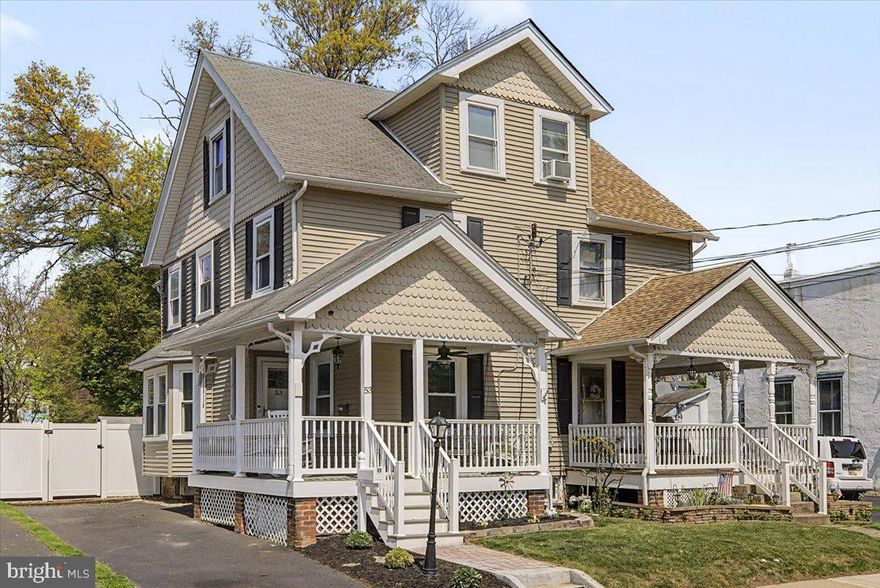 Welcome to the charming community of Hatboro and this beautifully updated 3-bedroom, 2-bath twin that blends timeless character with thoughtful modern improvements. Lovingly transformed over the years, this home offers bright, inviting spaces and the added convenience and value of a second full bathroom.
A welcoming front porch sets the tone as you enter into the home and a front-facing living area, where original hardwood floors extend throughout much of the home. The dining area is filled with natural light from a picture window with a seated-sill perfect for cozying up with a good book. Wide moldings and trim create a sense of architectural distinction that defines each space while maintaining an open, connected flow.
The charming kitchen features vinyl flooring, whitewashed brick accents, and a warm, inviting atmosphere perfect for preparing everyday meals. Just beyond the kitchen is a functional laundry area, mudroom, and additional storage space with direct access to the backyard.
The second level offers three bedrooms and a shared full bath. One of the bedrooms on this level has served as a flexible playroom, TV area,  or bonus space, but was formerly used as a primary bedroom. Tucked away on the third floor, the current owners created a spacious private retreat featuring a full bath with seamless glass doors, a skylight, dedicated split-unit HVAC, and a peaceful, tucked-away feel, while still having the connectivity and ease to access the second floor.
Outside, the fenced-in backyard provides plenty of room for outdoor enjoyment, from barbecues and games to quiet evenings relaxing outdoors. Additional highlights include private driveway-parking, a newer HVAC system, conversion from oil to natural gas for improved efficiency and lower heating costs, and a location that offers walkability to local restaurants, shops, transportation, and the beloved Lochel's Bakery. This home captures the charm of a bygone era while offering the updates today’s buyers appreciate.