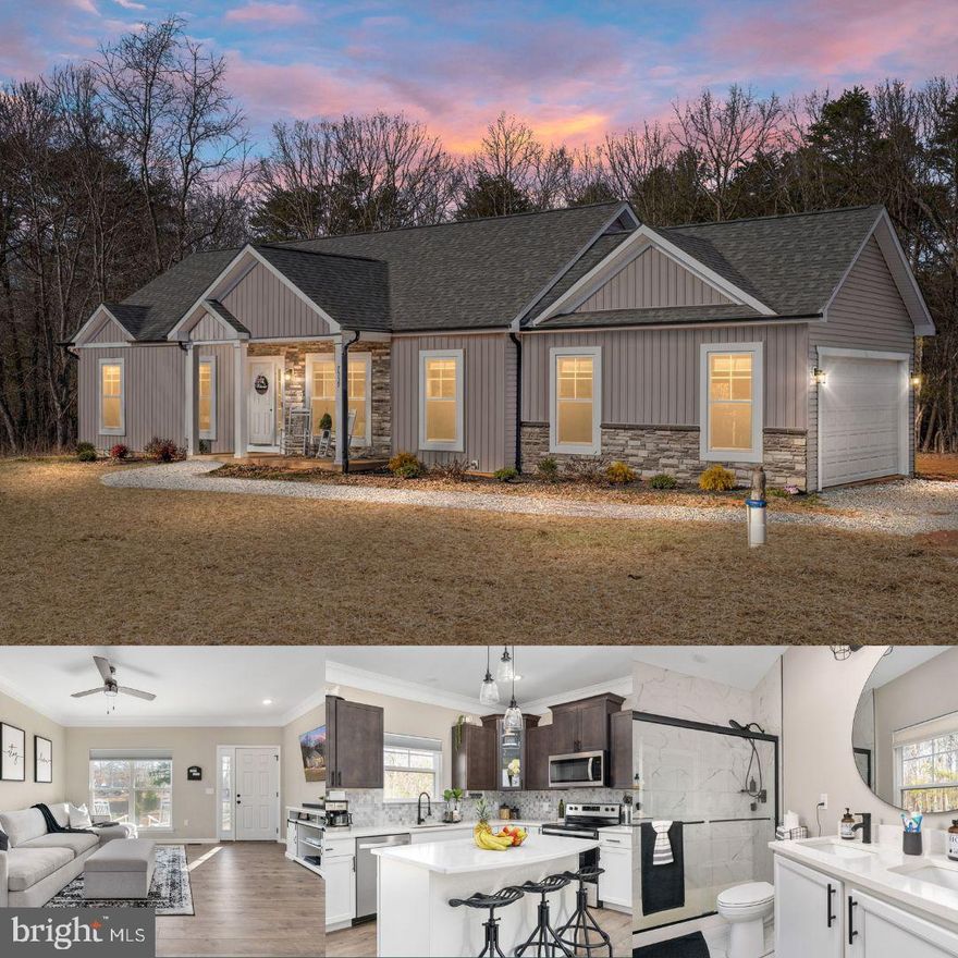 **Assumable Loan** Welcome to this stunning, modern home with an open layout seamlessly connecting the living room, dining area, and kitchen. This four-bedroom, two-bathroom residence is only six months old, offering you the luxury of new construction without the wait. Professionally designed with meticulous attention to detail, the beautiful kitchen features 2 toned cabinetry, custom tile backsplash, stainless steel appliances, large stainless steel under mount sink, upgraded countertops, upgraded fixtures, recessed lighting and an island- great for entertaining! The primary bedroom features trey ceilings, walk-in closet, primary bathroom that boasts floor to ceiling tile in the shower and a 2-sink vanity. Situated on a large flat lot backing up to trees, this property provides a tranquil setting with a shed and is truly move-in ready. Enjoy the proximity to Lake Anna, Lake Anna State Park, Belmont Park, numerous farms, farmers markets, historical sites, and trails. Nestled in a secluded, quiet, and safe location, this home is still within a reasonable distance to Orange, Louisa, Charlottesville, and Fredericksburg. Additionally, it is just one mile away from Lake Anna State Park, making it a perfect blend of serenity and accessibility. Don’t miss out on this stunning home!