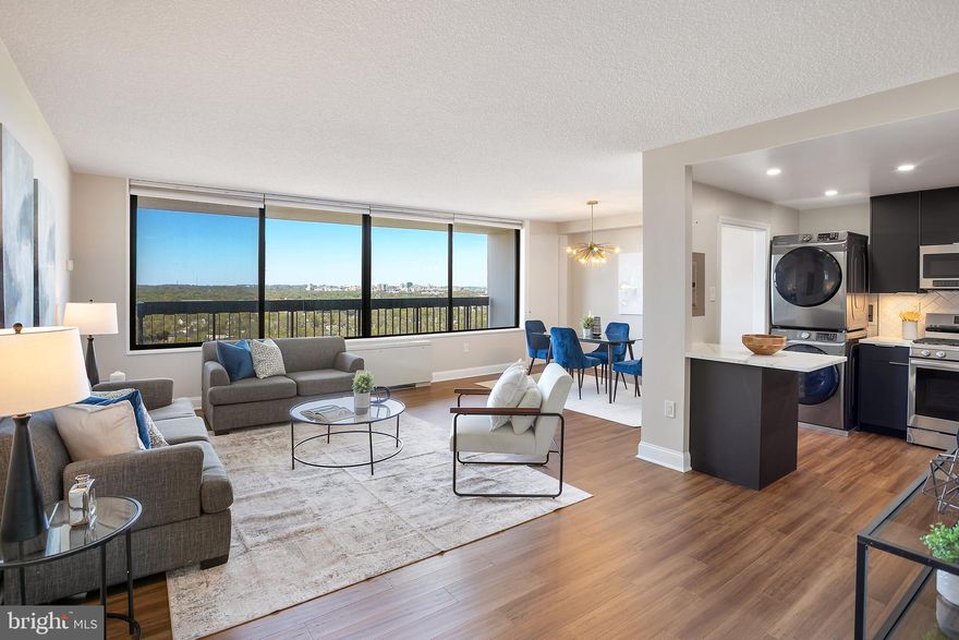 ***Buyer’s financing fell through — unit is fully available!***

This one-of-a-kind, remodeled, spacious condo is a Falls Church gem. The large open floor plan allows for a seamless transition between the living, dining, and kitchen areas. From every angle in the room, enjoy stunning 24th-floor view including the U.S. Capitol, Washington Monument, Air Force Memorial, and more!

Featuring a custom, high-end kitchen with quartz countertops, Samsung stainless steel appliances, and modern finishes, it’s perfect for entertaining. The large window leads out to a spacious balcony area where you can enjoy the beautiful weather and gorgeous views of the Virginia and DC skyline.

The fully renovated primary bath boasts luxurious porcelain tile, Kohler fixtures, and a Bluetooth exhaust fan. The bedroom is spacious and bright, with a large walk-in closet to meet all your storage needs.

Additional upgrades include bamboo flooring, recessed lighting, digital thermostats, and a brand-new electrical panel. The unit also includes a Samsung front-load washer and dryer. This condo comes with one assigned parking space and an additional storage unit (very large—double-sized!).

The condo fee covers all utilities (water, gas, electricity, trash, parking fee, etc.). Located in the desirable Skyline Subdivision, you’ll enjoy easy access to Pentagon City, Shirlington, Amazon HQ2, Downtown Arlington, Old Town, DC and all major highways. On-site amenities include a pool, exercise room, 24/7 security, rooftop, billiards room, and shuttle service to the Pentagon/Metro.

Luxury, convenience, and spectacular views—this condo has it all! Schedule your showing today!