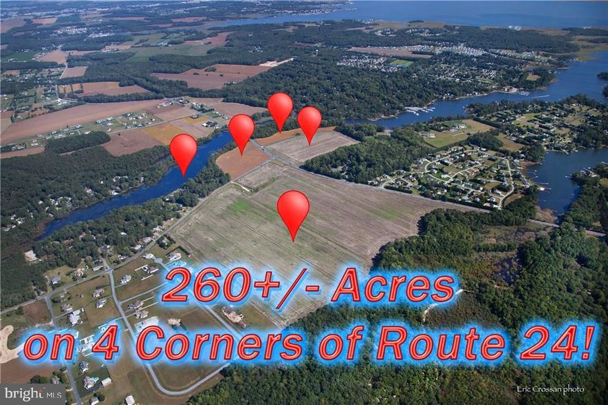 JUST REDUCED!!! High visibility 260+/- Acres with over 10,000 linear feet of road frontage on BOTH sides of Route 24 (John J. Williams Highway), Hollymount Road & Sloan Road (7000+ linear feet on Route 24). This beautiful parcel consists of 5 Tax Map Parcels including Burton Pond, cleared & wooded acreage.  Includes 5 tax parcel #s 234-17.00-17.00, 234-11.00-97.00 & 234-11.00-98.00, zoned AR-1. Parcel #s 234-17.00-29.00 & 234-11.00-57.00 are zoned MR-RPC. SELLER WILL CONSIDER SUBDIVIDING. GREAT LOCATION HAS 4 CORNERS ON ROUTE 24 and is within 3 zip codes: Lewes, Harbeson and Millsboro. This parcel is also within the Cape Henlopen School District. AN ABSOLUTELY GORGEOUS PARCEL!!!