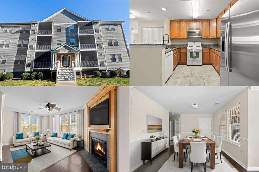 Welcome to this gorgeous condo, where timeless features and practicality converge seamlessly. Admire the  charm of gleaming hardwood floors and 9' ceilings that create an atmosphere of classic sophistication. The kitchen, designed for both style and efficiency, showcases granite countertops, bar seating, a gas range, and ample cabinet storage.

The living room exudes a sense of understated elegance, complemented by a cozy gas fireplace and a built-in entertainment center with discreet retractable cabinet doors. Find comfort in the grand primary suite,  cathedral ceiling, two walk-in closets (one generously sized to serve as an additional room), and a primary bath featuring double sinks, a jetted tub, and a separate shower.

Step out onto your private balcony to savor moments of tranquility. Appreciate the practicality of an assigned garage parking space and the inclusion of a garage-level storage unit with built-in shelving.

This condo also grants access to essential neighborhood amenities, including a Community Center, Exercise Room, Fitness Center, Party Room, Recreational Center, Outdoor Swimming Pool, Tennis Courts, and Tot Lots & Playground. Discover a residence that stands the test of time while providing the comfort and conveniences you desire. Welcome to enduring elegance!
