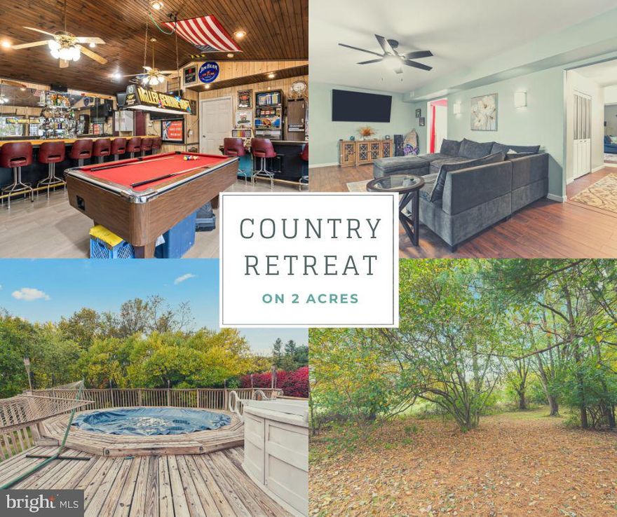 Set on just over two peaceful rural acres and offering nearly 3,000 sq. ft. of living space, this property delivers the space, versatility, and charm you’ve been searching for. The main level features a bright and spacious family room, a separate living room, a formal dining room, and a well‑appointed kitchen with stainless steel appliances. A half bath and an inviting sunroom add even more comfort and convenience. Need extra space? A flexible main‑level bonus room can easily serve as a 5th bedroom, home gym, office, or hobby room—whatever suits your lifestyle. But the real showstopper is the incredible bar and game room. Heated by a cozy wood stove and outfitted with a pool table and gaming machines, this space is an entertainer’s dream. A second kitchen just steps away makes hosting effortless, whether you’re throwing a party or enjoying a quiet night in. The main level also includes a dedicated laundry area with abundant storage and a utility sink. Upstairs, you’ll find four generously sized bedrooms, including a comfortable primary suite with its own ensuite bath. A second full bath completes the upper level.
Step outside and discover your own private retreat. The backyard offers an above‑ground pool, a sprawling deck perfect for outdoor dining, a horseshoe pit, and plenty of room for gardening. Follow the path to take in serene views of the neighboring pasture, and enjoy the natural beauty of sugar maple trees, wild berries, and wild mushrooms right on your property. An oversized shed with a new roof provides even more storage, and the bar/game room also boasts a brand‑new roof. The main house roof is only 10 years old, offering added peace of mind. A two‑car garage and extended driveway ensure ample parking for family and guests. Located close to major commuter routes yet tucked away enough to enjoy the tranquility of country living—and with no HOA—this home truly has it all. With space, character, and endless possibilities, it’s ready for you to make it your own.