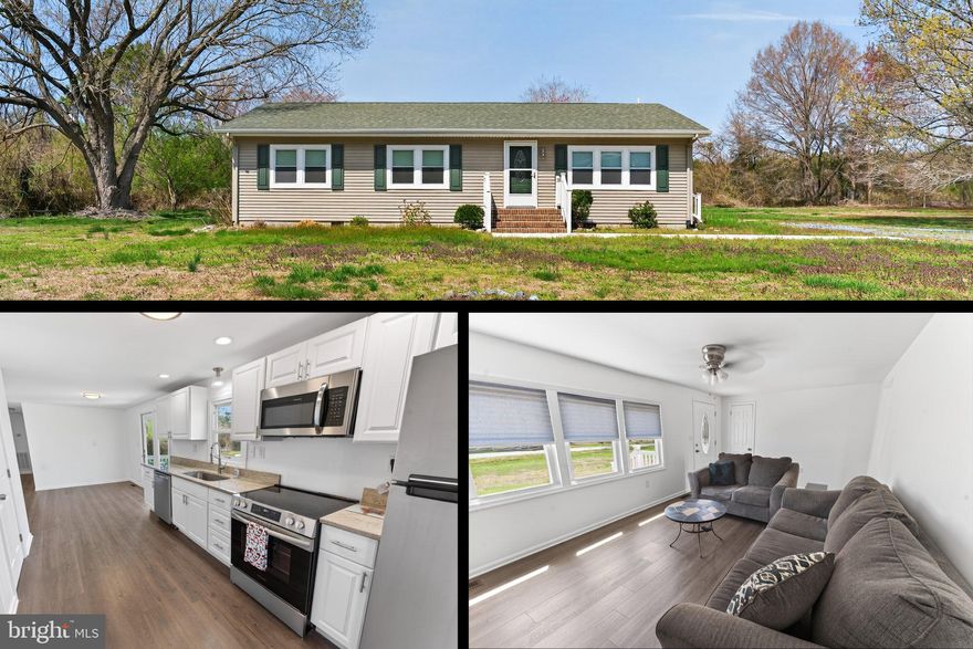Welcome to this adorable 3BR/1BA contemporary rancher - MASSIVE renovation in 2024 with new windows, new roof, new kitchen cabinets, counters, appliances, new washer and dryer, new plumbing, flooring, paint, bathroom, and more. Peaceful, country location - but with the convenience of cable internet and television. On a nice-sized homesite backing to trees and fields in a great location - about 7mi to Historic Downtown Princess Anne, where you'll find a town with a rich cultural and art scene, unique shops, and plenty of great food! 15mi to Salisbury - for more shopping, dining, and fun. Minutes to the best that Somerset County has to offer - sandy beaches, boating and public boat ramps, world-class fishing, crabbing, hunting, dining, arts, shopping, golfing, wildlife estuaries, incredible state parks - a true paradise for nature lovers, photographers, boaters, fishermen and anyone who wants to enjoy the relaxed pace on the Eastern Shore - from the beaches to the bays and beyond! 20mi to Crisfield, 15mi to Pocomoke's shopping hub. About 35mi to NASA / Wallops Island, beloved Chincoteague Island, and the incredible wild horses and sandy beaches of Assateague Island. Just 2-3 hours to major metro areas - Virginia Beach/Norfolk, Washington DC, Baltimore, Philadelphia, NYC. Sizes, taxes, distances approximate