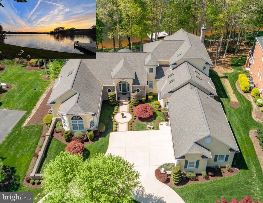 First time offered for sale - a stunning, custom built estate home on prime Fawn Lake waterfront. With elements of a French Provincial villa, the expansive layout has gorgeous Lake views from almost every room and elegant architectural details throughout. 134 ft of shoreline at the mouth of a large cove, is the perfect location to enjoy sunsets over the main lake and protected, low wake activity at your dock.
The main level primary suite has broad Lake views from the bedroom and attached sitting area. It has a large, elegant bath and two walk-in closets that even have closets inside them! No shortage of storage space in this home! The beautifully landscaped entrance to the home brings you through the foyer and into the sunlit vaulted living room and adjacent formal dining room each with gorgeous Lake views. The large gourmet kitchen has an informal dining area and adjacent laundry room with tons of extra pantry storage.  A Sub Zero refrigerator, double oven, indoor grill, beverage frig and dedicated ice maker are just some of the extras in this chef's kitchen. Adjoining the kitchen is the large family room with a coffered ceiling, gas fireplace and french doors to a beautiful 4 season sun room looking out to the Lake and deck. Upstairs are two en suite bedrooms, each with Lake views. A fourth bedroom on the main floor has custom built-in shelving and is used as a library. The lower level has an entertainment room with a walk out to the Lake, a huge office with a wall of windows overlooking the Lake and an expansive workshop that is outfitted with a garage door for easy storing of all your Lake toys and lawn equipment. In addition, there is a full bath and two large storage rooms. The garage is an over-sized 2 and 1/2 car design with a level entry into the home. There are 4 heating and cooling zones to customize the temperatures throughout the house and an owned propane tank for the back-up warm heat and cooking. Many of the mechanicals and the roof have been replaced. Located just a short distance from the many Fawn Lake amenities, this truly exceptional Lake home is ready for its new owners to start enjoying the dream of lake living.
****The gated Fawn Lake community is one of a kind with it's own lake, marina and beach for boating, fishing, and swimming, an award winning golf course, 2 lakefront restaurants, tennis, pickle ball, playgrounds, miles of walking paths, a community pool overlooking the Lake, fitness center, clubs and activities for all ages and more! Highly rated schools and convenient to Fredericksburg and Rt 95, or work from home while living in this beautiful resort style community.