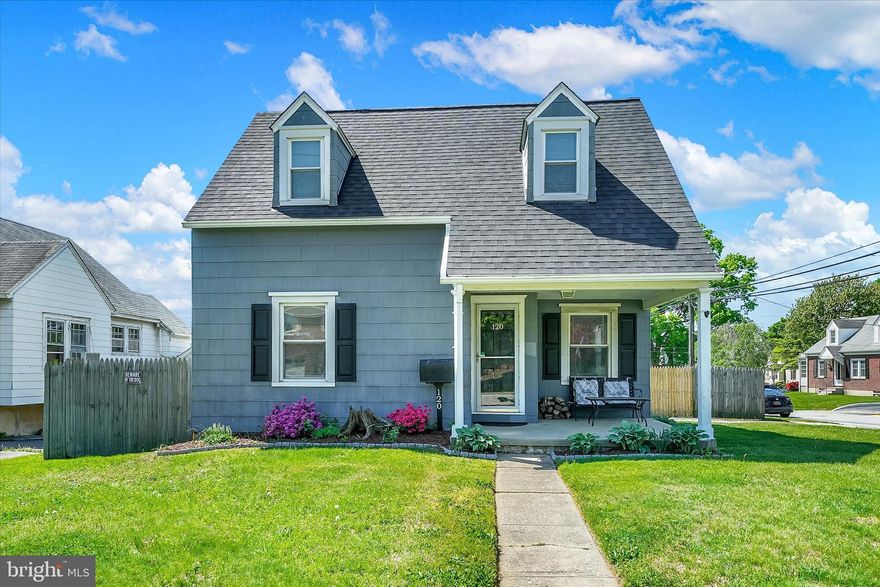 Affordable, Charming and move-in ready, this classic Cape Cod is the perfect place to call home! Timeless character and thoughtful updates throughout make this an ideal choice for first-time homebuyers, investors and downsizers too.  Hardwood floors flow seamlessly through both levels.  The inviting living room is the heart of the home, featuring a brick wood-burning fireplace, perfect for relaxing evenings. A curved archway leads to a formal dining room filled with charm. The updated kitchen offers abundant tall cabinetry, generous counterspace, a stainless farmhouse sink, and updated appliances including a gas range. The oversized pantry closet is a standout feature!  A versatile family room provides additional flexible living space, ideal for a home office, playroom, or recreation space. Upstairs, two oversized bedrooms are filled with natural light and share a vintage-inspired tiled bath with an updated vanity and fixtures. A full basement adds storage and functionality, complete with a private working toilet.  Step outside to a large, fully fenced corner lot with a shed and raised garden bed.  A perfect setting for your barbecues, fun with family & friends and enjoying sitting back in the evenings around your firepit. Major upgrades include a NEWER architectural shingle roof and an updated gas boiler heating system. Convenient side street driveway parking in this popular Woodcrest neighborhood provides easy access to shopping, public transportation, Wilmington Airport & close proximity to major roads to make commuting a breeze.  Don’t miss out on this inviting home that blends character, comfort, charm, and an exceptional & affordable value! Note:  All room sizes and square footages listed are estimated and to be verified by Buyer.  Photo editing has been completed for image enhancements. (Basement bath is designated as a half bath, but it is only a toilet)