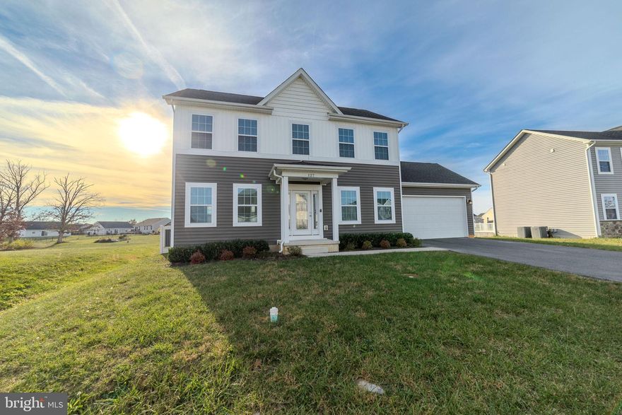 Welcome to this stunning move-in ready home in the popular Chandlers Glen community, just minutes from the WV/VA line! Built in 2018, this house features a thoughtfully designed floor plan that blends modern luxury with traditional charm. Step inside to find a spacious interior with crown molding and recessed lighting that creates a warm, inviting atmosphere. To the left, you'll find the perfect spot for a home office or study, which flows into the cozy family room with a fireplace. The kitchen and dining room combo is perfect for entertaining, making it easy to host friends and family. Upstairs, you'll discover three generously sized bedrooms and two full baths, plus the convenience of upper-level laundry. But wait, there's more! Don't miss the finished basement-this versatile space can be used as a second family room and features a half bath. You'll love the easy access to the fully fenced backyard, perfect for relaxation and fun. This home truly has it all- don't miss your chance to make it yours!