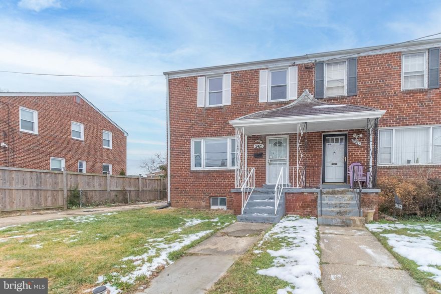 ****OFFER DEADLINE, MONDAY, JAN 29TH AT 4PM****
Just listed perfect for the handy Investor. 3 bedrooms , 1 full bath and 1 half bath semi detached house with driveway parking. Living room has laminate wood floors.  Eat in kitchen with granite countertops, oak cabinets and stainless steel appliance.  Door in the kitchen exits onto a fenced backyard perfect for bbqs.  3 bedrooms upstairs, 1 of which has walk in closet. 2 full bathrooms with ceramic tile. Basement has a walkout door and is framed and just needs drywall. There is also a rough in for full bath in the basement. Full size washer and dryer in basement. Gas furnace and AC, and gas water heater from  around 2016. Sold AS-IS. Conveniently located minutes to Iverson Plaza, Branch Ave,495 and Naylor Rd Station (Green Line)