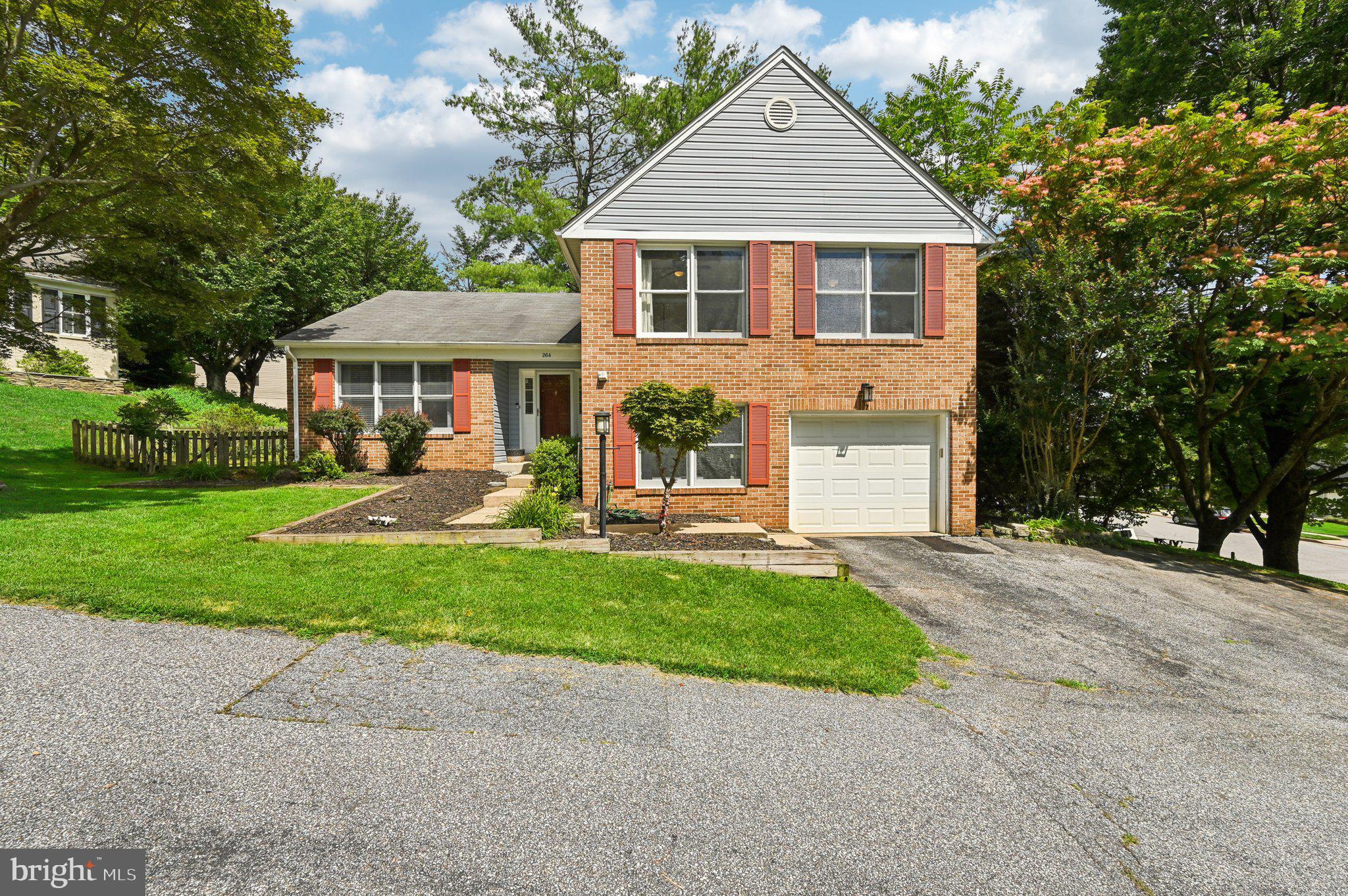Lovely 3 bedroom 2.5 bath brick front split level home on quiet cul-de-sac in Lutherville-Timonium. Kitchen has S.S. appliances, gas stove, granite countertops and breakfast bar. Hardwood flooring on main level living room, dining room and finished lower level. Carpet in all 3 upper level bedrooms. Primary bedroom suite has walk-in closet and private bath. Second full bath off of upper level hallway. Finished lower level has family room with fireplace and half bath. Unfinished lower level has lots of room for storage and laundry room. Two-tiered large deck in rear is accessible from kitchen and lower level family room. Garage door and motor replaced in 2017. EV charging outlet and HVAC replaced in 2018. Must see!!!