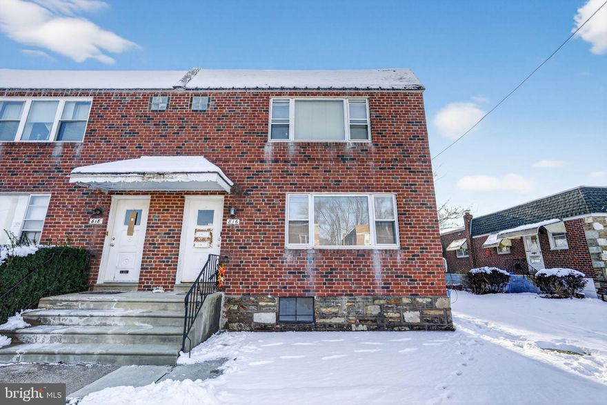 Twin Brick Duplex for Sale in the Highly Desirable Fox Chase Area.

Excellent investment opportunity in the heart of Fox Chase! This desirable twin brick duplex features one-bedroom units on each floor, offering strong rental potential for investors or an ideal setup for an owner-occupant.

The 1st-floor unit is currently vacant, allowing for immediate occupancy or the ability to select your next tenant. The 2nd-floor tenant is on a month-to-month lease paying $975 per month, providing steady income with built-in flexibility.

A standout feature of this property is the very spacious basement, which includes inside access for both units—a rare convenience that adds value and functionality.

Recent improvements include newer heaters and a new roof (February 2025), offering long-term peace of mind and reduced maintenance costs.

Located in the highly desirable Fox Chase area, the property offers easy access to transportation, shopping, parks, and local amenities.