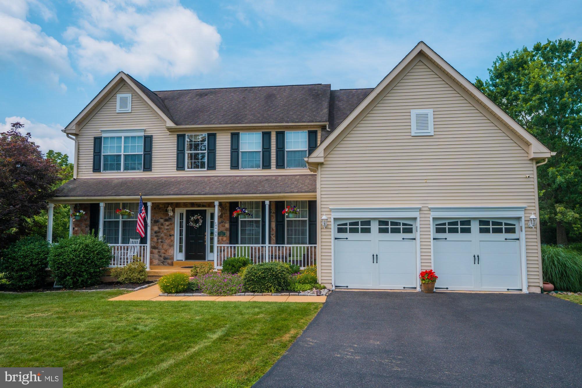 Tucked away at the end of a quiet cul-de-sac sits a charming two-story Colonial in the sought-after Perkiomen Valley School District. This home offers lovely curb appeal and is a rare opportunity in a community where homes are rarely available. The open floor plan features hardwood flooring throughout the main living level which works well with any style furnishings. This level houses a formal living room, a formal dining room and another room which is currently being used as a home office. Two other highlighted rooms on this level include a spacious kitchen featuring granite countertops, tile backsplash, newer GE stainless steel appliances, and a large island with pendant overhead lighting. The kitchen flows nicely into a fabulous 2-Story family room featuring a beautiful gas/wood stone fireplace. Completing this level is a nice size laundry/mud room with utility tub and a powder room. The two-car attached garage is found off the laundry room. Upstairs you’ll find a spacious primary bedroom equipped with two walk-in closets, a ceiling fan and a wonderful primary bath with double bowl sinks, soaking tub and stall shower. Three other generously sized bedrooms and a full hall bath round off this spacious second level. Moving to the lower level of the home, you will be pleasantly surprised with both the finished areas and the storage/utility areas. Let’s start with the large recreation room that will accommodate versatile usage. Additionally, there’s an exercise room, a bonus room and finally an additional bedroom which really makes this a 5-bedroom home. This bedroom, with egress also features a most beautiful attached bathroom with modern updates…double bowl sinks, walk-in shower and tile throughout. You’ll find Luxury Vinyl Plank flooring throughout this level as well as recessed lighting. The outdoor space is what takes this home from gorgeous to spectacular! The very private and secluded oasis consists of a gated concrete sparkling built-in pool which backs to woods and surrounded by mature landscaping. The covered patio links the home to the pool and provides shade with plenty of entertainment and relaxing space. Don’t miss the chance to own this exceptional home—where comfort, privacy, and location come together.