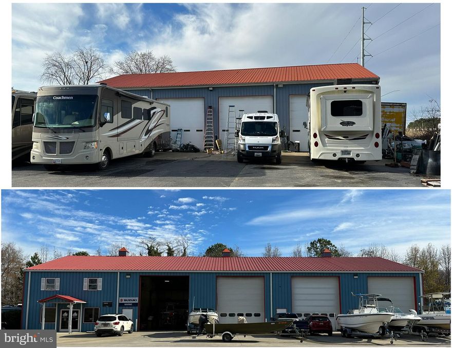 **THERE WILL BE A GUIDED TOUR ON THURSDAY, FEBRUARY 1 PROMPTLY AT 1PM**
List price to be opening bid at online only auction. Bidding begins Friday, February 2nd & ends Wednesday, February 7th, 2024 @ 1:00 PM.  Location: Located off Route 50, in close proximity to the Bay Bridge, with prominent digital signage visible to approximately 60,463 vehicles per day. (Per a 2020 traffic study). Zoning:  The property is zoned Urban Commercial (UC).  Please see the external link from the Queen Anne County website going over permitted uses. Tenancy: The site is leased to 2 tenants that utilize the buildings and open air storage. There is additional rental income for parking utilized by the neighbor (Rental Works). There is a vacant portion of the site that has rental income potential. The owner has been in discussions with a cell phone tower company and the correspondence is located in the document section with the leases.  It is also possible to utilize the vacant section for additional outdoor storage.  The site would also be ideal for an owner user looking to occupy one or both of the buildings. The current owner has declined to renew the leases early in anticipation of selling the property potentially to an owner/user.  The tenants have indicated they would like to renew.   Improvements: The Galahan Marine Building is believed to be 130' x 60' which includes a 30' x 60' office area, a 30' x 60' storage area and a 70' x 60' shop area which totals 7,800+/- SF.  The RV building is believed to be 80' x 50' on the first floor and 50' x 20' 5" on the second floor for offices which totals 5,025+/- SF.  Both buildings are steel and have mezzanine levels which makes the usable square footage more than the footprint. Environmental Study: There was an environmental site evaluation done in December of 2023 in anticipation of bringing the property to market.  It is avaialble for review in the documents section. Utilities: The property is served by public sewer and water is provided by well. Heat is a mixture of oil furnaces running both industrial heaters and heated flooring in the warehouse areas. The office and retail areas are served by HVAC systems.  Rent Roll: **Current Gross Monthly Scheduled Rent of $18,804.80**  **Current Annual Gross Scheduled Rent of $225,657.60**  Annapolis RV Center: Rented for $8,482.20/month. Galahad Marine: Rented for $9,822.60/month. Rental Works: Rented for $500/month
Potential cell tower for $1,000/month.   **Potential Gross Annual Rent of $237,657.60 if cell tower deal is made.**