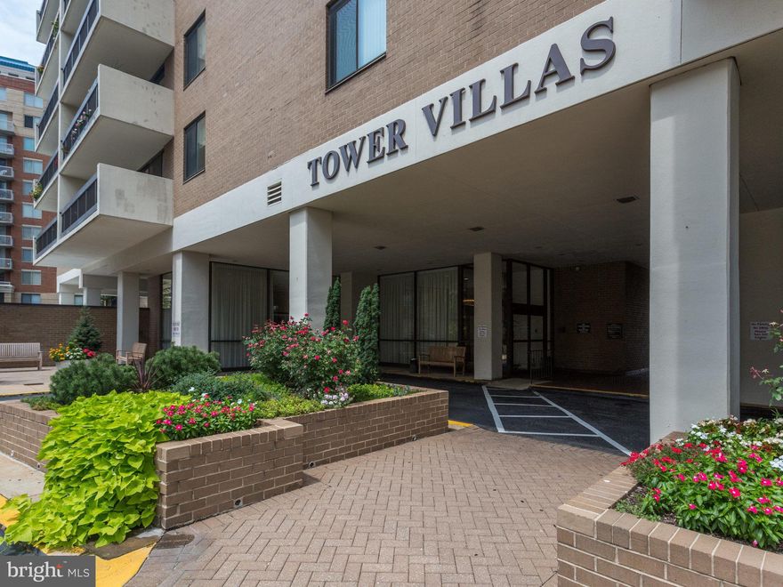 1500 Sq. Ft. very large 1 bedroom + Den with Closet (Can be BR#2), 2 full bathroom rental at desirable Tower Villas in Arlington's Metro friendly VA Square neighborhood.   Fabulous B-I-G sunny, wrap-around balcony accessed from Living Rm., Den and Bedroom for even more space.  $2600. per month is all you pay as all utilities are paid by Owner/Landlord in condo. fee.  Really...$2,600. is it.  No extra checks to write other than internet.  BIG kitchen with table space and rare walk-in pantry. Laundry room in unit with Washer and Dryer & useful shelving.   FREE utilities as owner/landlord pays for them in monthly condo. FREE underground garage parking space included in rent as well as FREE extra storage. Need a second?  Additional garage parking often available for rent at approximately $150.00 per month.  Secure and stable building with 24HR staffed lobby. Large, tranquil poo, BBQ griling area and recently updated fitness room. Located 2 blocks from VA Square Metro station. Small Pets (25 pound weight limit) considered on a case by case basis. NO smoking per landlord. Available immediately.