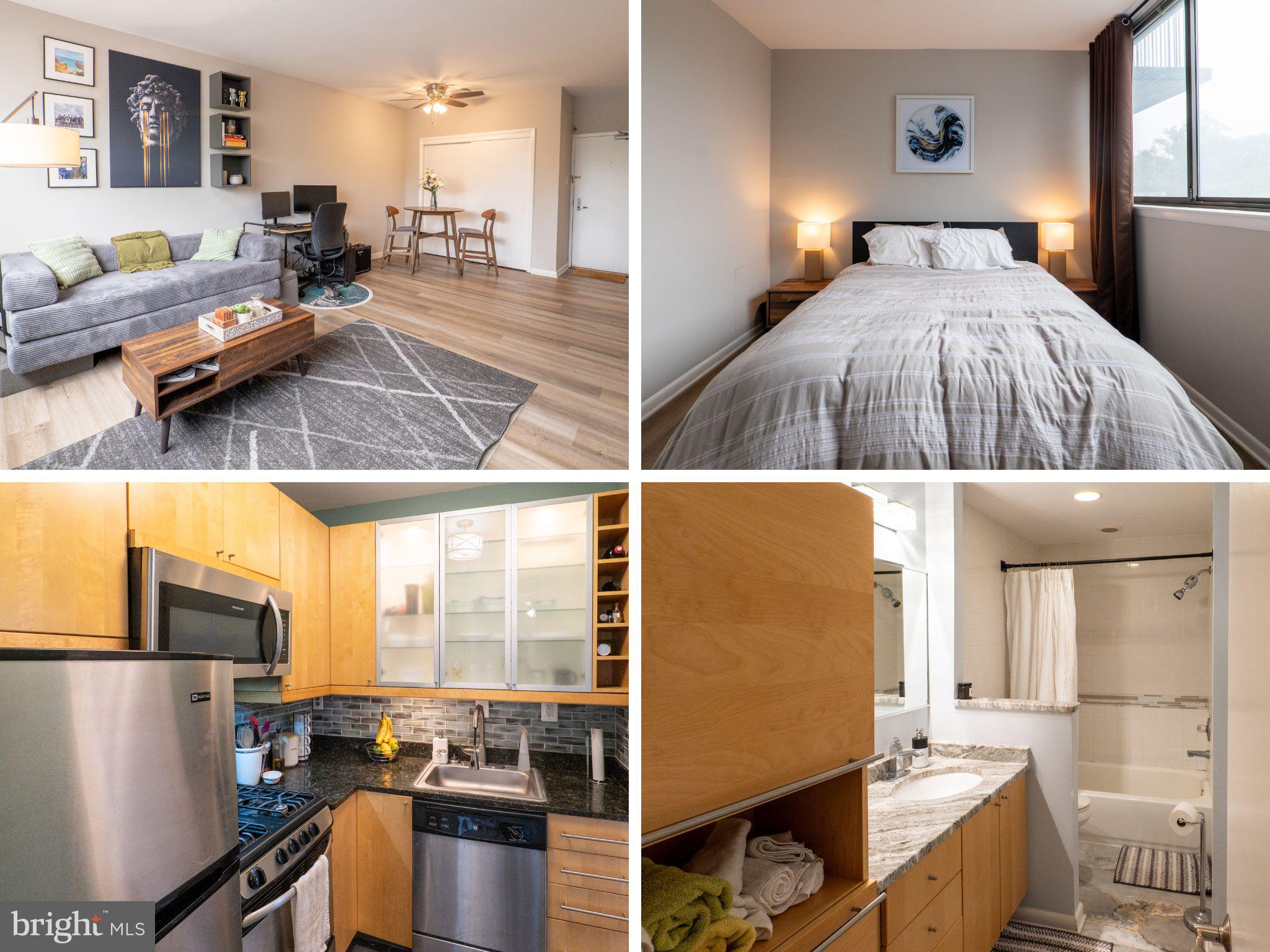 Step into this beautifully renovated and fully furnished 1-bedroom, 1-bathroom condo in a prime location within Arlington. Upon entering, you'll be welcomed by a bright, open-concept living space adorned with fresh paint and contemporary finishes. The living area is thoughtfully furnished, creating an inviting atmosphere for relaxation and productivity. The fully equipped kitchen features stainless steel appliances and modern cabinetry provide both functionality and aesthetic appeal. The bedroom serves as a tranquil retreat, complete with a bed frame, nightstands, and ample closet space. This condo is situated in a peaceful neighborhood, with easy access to Ballston, public transportation (Ballston Metro), dining, shopping, entertainment, and fitness options, making commuting to DC and Northern Virginia a breeze. Parking AND all utilities (water, electricity, gas, and trash collection) are included in the monthly rent, with the tenant responsible only for internet service. Assigned parking is included within rent. Experience hassle-free living in this Arlington gem—just bring your personal belongings and make yourself at home.