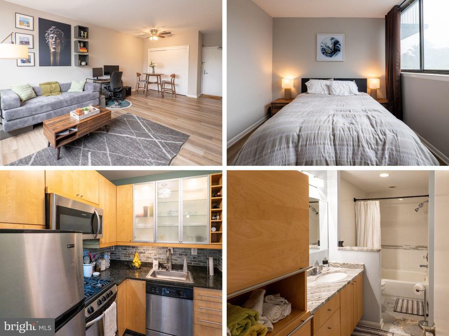 Step into this beautifully renovated and fully furnished 1-bedroom, 1-bathroom condo in a prime location within Arlington. Upon entering, you'll be welcomed by a bright, open-concept living space adorned with fresh paint and contemporary finishes.   The living area is thoughtfully furnished, creating an inviting atmosphere for relaxation and productivity. The fully equipped kitchen features stainless steel appliances and modern cabinetry provide both functionality and aesthetic appeal. The bedroom serves as a tranquil retreat, complete with a bed frame, nightstands, and ample closet space.   This condo is situated in a peaceful neighborhood, with easy access to Ballston, public transportation (Ballston Metro), dining, shopping, entertainment, and fitness options, making commuting to DC and Northern Virginia a breeze.    Parking AND all utilities (water, electricity, gas, and trash collection) are included in the monthly rent, with the tenant responsible only for internet service. Assigned parking is included within rent. Experience hassle-free living in this Arlington gem—just bring your personal belongings and make yourself at home.