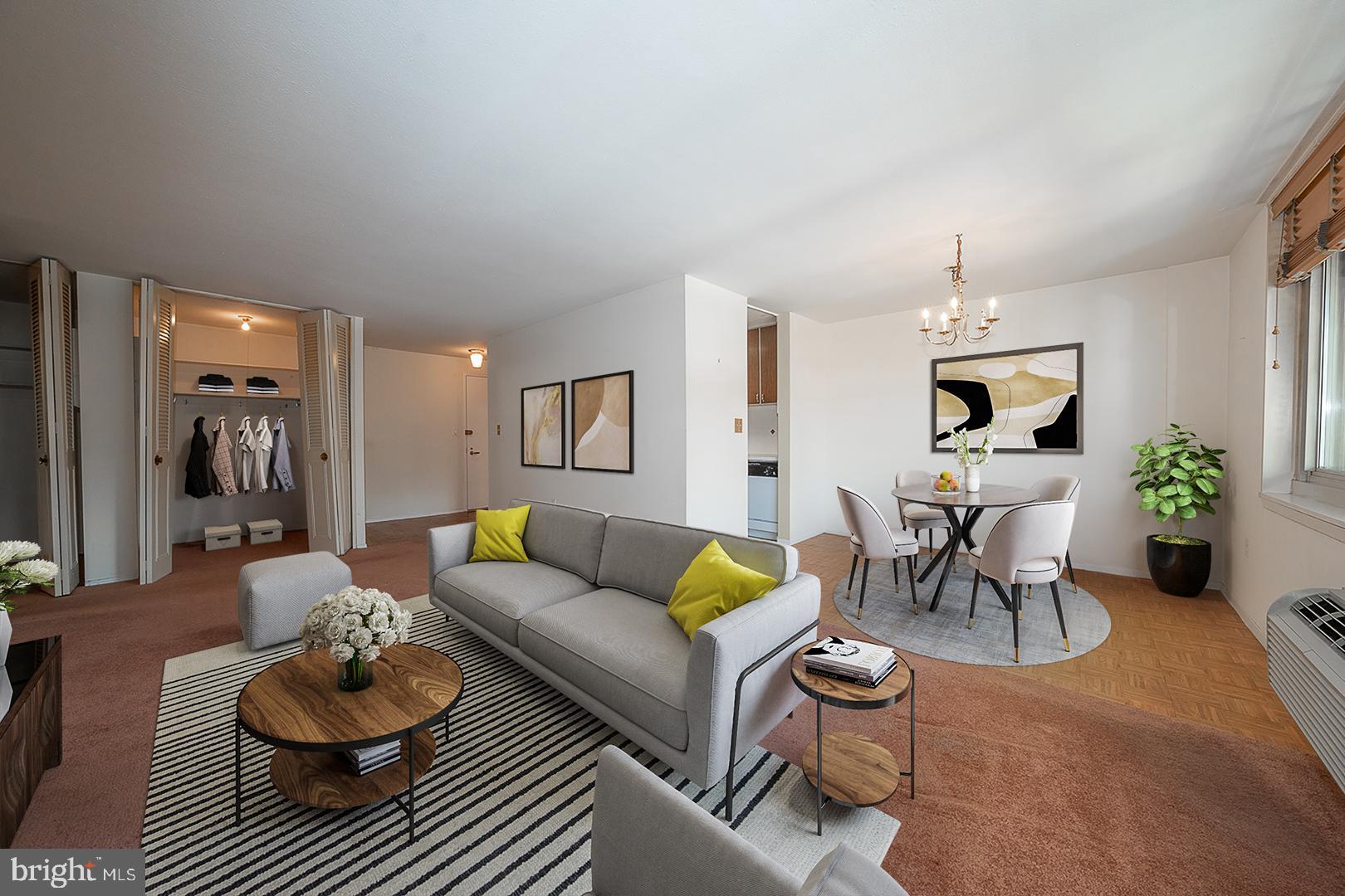 Wonderful 1-bedroom, 1-bath residence located on the desirable north side of the William Penn House is ready to tell it's next story. This 837 square feet unit features an open concept living and dining room with abundant natural light, in unit laundry and ample storage space. The galley kitchen offers plenty of storage and workspace. There is a generously sized bedroom with large closet and hall bathroom with bathtub completing this unit. The William Penn House has 24-hour Security, 24-hour Doorman, On-Site Management, On-Site Maintenance, Amazing Rooftop 25-meter Swimming Pool w/ breathtaking views, Complete Fitness Center, On-Premises VALET PARKING available for $110 per month, THE MONTHLY FEE INCLUDES ALMOST EVERYTHING: All Utilities including electric, heat, air conditioning, water & basic cable, All Real Estate Taxes & Maintenance Package. This unit has an abundance of closet space, Washer and Dryer in unit, & newer top-of-the-line windows. This spectacular building has NEVER HAD AN ASSESSMENT! Nominal real estate transfer tax & no title insurance required. Experience the ability to walk out your door to first class, 4-star restaurants, fabulous shopping & all the conveniences of this sought after neighborhood. Walk score is a 98! WE NOW HAVE 30 YR. FIXED FINANCING W/20% DOWN PAYMENT. One time admin fee paid at closing.