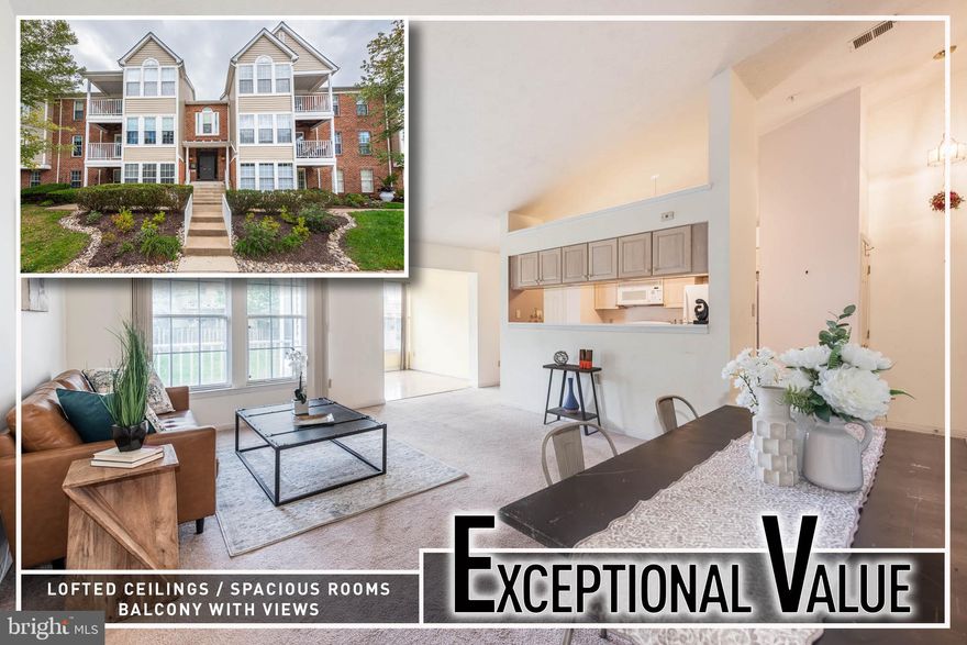 Discover the perfect blend of comfort and convenience in this spacious penthouse-level condo, designed to maximize natural light and everyday livability. Step inside to a dramatic living room with soaring vaulted ceilings, creating an open and airy atmosphere. The galley kitchen offers abundant cabinet and counter space, flowing seamlessly into the bright sunroom/dining area—ideal for morning coffee, casual meals, or entertaining. The private Primary suite features a generous walk-in closet and en suite full bath, while the second bedroom and hall bath provide versatility for family, guests, or a home office. Additional highlights include in-unit laundry with direct access to attic storage, and a private balcony where you can relax and enjoy serene views of the landscaped common grounds.  Perfectly situated just minutes from Quarry Lake, you’ll have premier shopping, dining, and entertainment at your doorstep, plus quick access to I-83 and I-695 for an effortless commute to downtown Baltimore or surrounding areas. This condo combines spacious living with an unbeatable location—an excellent opportunity for today’s buyer.  Flexible Owner!