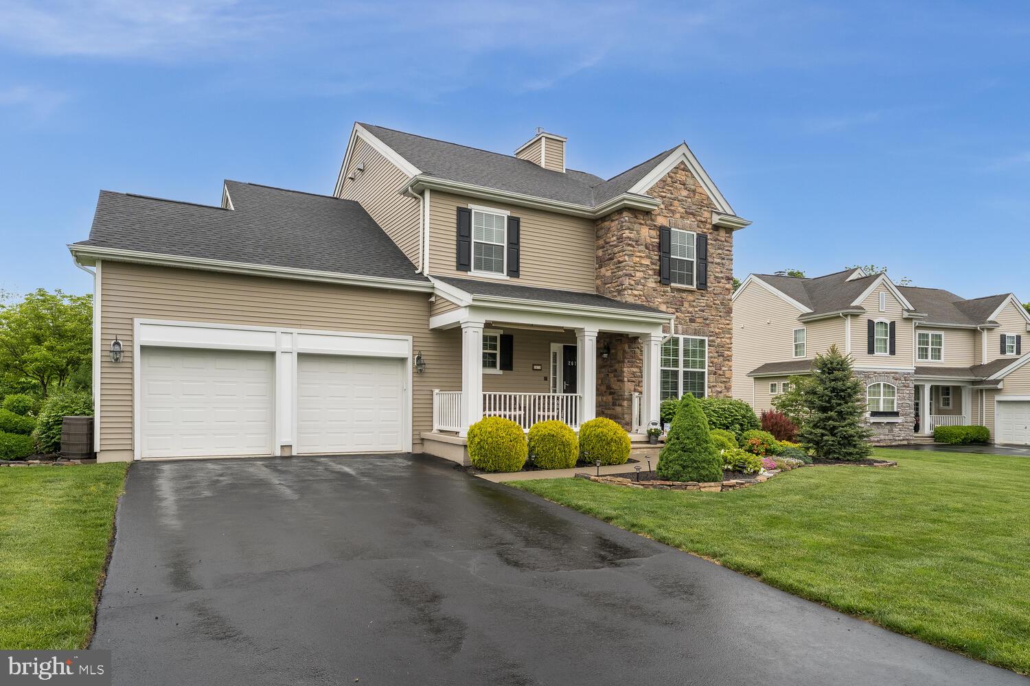 Welcome to this beautifully maintained, move-in ready home in sought-after Riverview Estates. Enjoy relaxing on the charming front porch, then step inside to an open, sunlit layout with gleaming hardwood floors throughout the main level. The formal dining room (or flexible living space) sits just off the entry. The eat-in kitchen features maple cabinets, granite counters, and newer stainless appliances, including a double oven and dishwasher. The adjacent family room impresses with a wall of windows, built-in bookcases, a gas fireplace with custom mantle, and views of the beautifully landscaped backyard. Step out to the patio and tree-lined yard—perfect for entertaining. A gas-line Weber grill and propane firepit are included. Also on the first floor: a private office/den with French doors and a stylish powder room. Upstairs you'll find four spacious bedrooms, including a primary suite with walk-in closet and updated ensuite bath with granite counters, dual sinks, soaking tub, and separate shower. A full hall bath and second-floor laundry room complete the level. Additional features include natural gas heat, on-demand hot water, public utilities, and Energy Star efficiency. The full basement is ready to finish. Low HOA fees include access to the pool and amenities, plus Riverview Golf Course is right in the neighborhood. Close do thriving downtown Easton for great restaurants, farmers markets and the activities on the river!
Close to Rt. 611, Rt. 22 and Rt 78