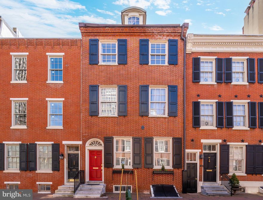 Welcome to 206 Spruce Street. If the quintessential Society Hill 4 bedroom, 3.5 bath home is what you have been looking for, look no further! Built in 1823 by Stephen Girard, this magnificent property maintains historic Philadelphia the way that it was intended to be experienced in a home. Enjoy the grandeur of true Federal style architecture from the moment you walk into the vestibule with its curved archways, original random width pine floors, detailed moldings and soaring ceilings. The first floor boasts a 31’ deep living room/formal dining room with double Bluestone marble fireplaces, a large eat-in kitchen leading to an oversized lovely brick patio and garden area perfect for grilling, intimate dinners or for entertaining. Wander up to the second floor to find a beautiful library with a wall of built-in bookshelves and an electric fireplace, glass french doors leading to a quaint balcony overlooking gorgeous gardens and a generous main suite with an oversized en-suite bathroom. Continue up the grand staircase to the third floor complete with two bedrooms and a recently renovated jack and jill bathroom. On the fourth level another comfortable bedroom with a full-sized bathroom is the perfect space for guests or even your home office. If you are looking for even more space, the finished basement makes a great rec room, gym or playroom. Recent upgrades include copper downspouts both at both front and rear of house, brick repointing, roof with a warrantee until 2033 and replacement of the historically certified shutters. Nestled in the heart of the cobblestone streets of Society Hill, 206 Spruce is walkable to some of the cities hottest restaurants of Headhouse Square such as Stella and Malbec as well as Zahav, Amada and Buddakhan just North of the home. Close to Spruce Street Harbor Park, Penn’s Landing, Old City as well as easy access to 95, 676 and the Ben Franklin Bridge.

Two years of prepaid parking at a nearby parking lot with accepted offer.