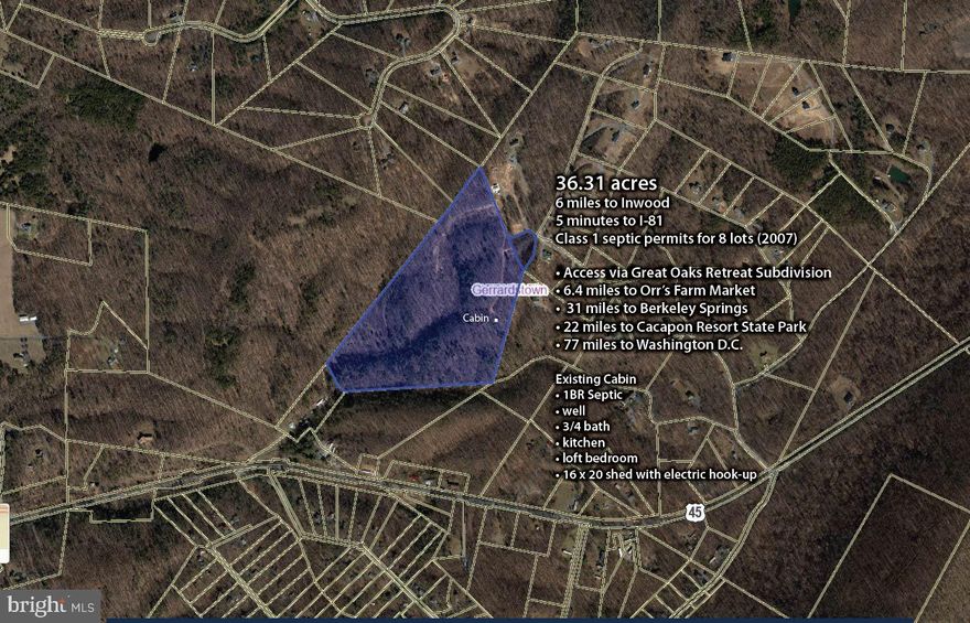 Huge Price Adjustment!! Great Opportunity for a Land Developer! Literally within 5-10min from I-81.   Also Ideal for a Private Retreat to keep as one parcel.  The access is through a subdivision so very easy to get to, yet private once you arrive! There is a wet weather stream, lots of privacy, come enjoy all that nature offers!!  The property has had soil work done for 8 lots.  It is up to the purchaser to determine any further studies and work needed to complete the process.  There is a cabin with potential- remodel and live there while you build your dream home or develop the remaining lots.  Value is basically in the Land.  Don’t enter the property for safety reasons.  The property is located conveniently within travel to I-81 so this could be a weekend getaway/second home.  Call for more details.