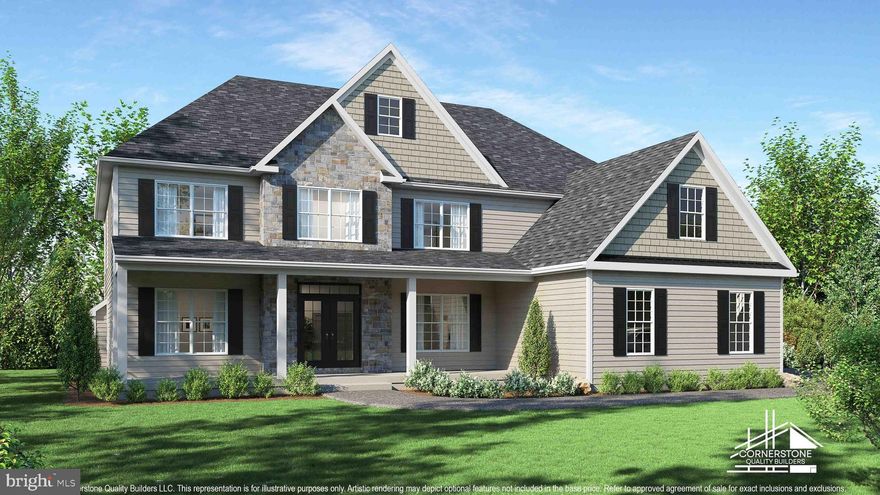 Fall 2026 DELIVERY! Construction is underway at Lot 1-B Quail Crossing Drive, a new home crafted by Cornerstone Quality Builders, located just off Route 52 near Buckley’s Tavern in Centreville, DE.  Situated on a beautiful 2-acre homesite, this property offers the opportunity to personalize finishes while construction is in progress. The open floor plan is designed for everyday living and entertaining, featuring a gourmet kitchen with Goebel Cabinetry, a walk-in pantry, and GE Monogram stainless steel appliance package, including a French door double oven, 5-burner gas cooktop, built-in refrigerator, microwave drawer, and dishwasher. The kitchen flows into a spacious family room and breakfast area. The main level also includes a formal dining room, private study, and mudroom off the 3-car garage. Upstairs, the primary suite  includes a full bath with soaking tub, walk-in shower, dual vanities, and a large walk-in closet. Three additional bedrooms all include walk-in closets; one features a private en-suite bath, while the other two share a hall bath. Second-floor laundry adds convenience. Offering over 4,100 square feet on a 2-acre lot, this home delivers a rare new construction opportunity in a sought-after Centreville location.