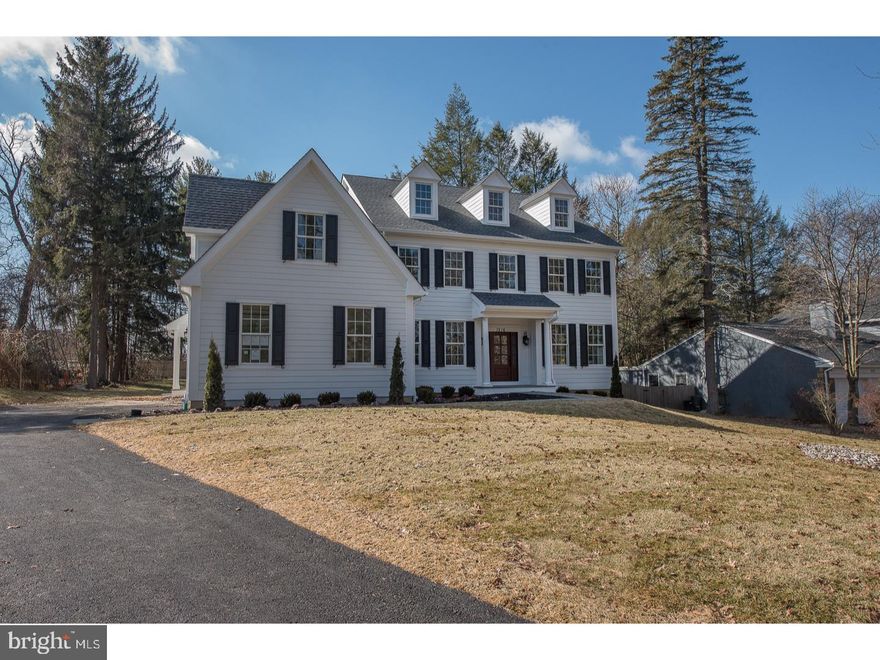 Best value for beautiful new construction in the heart of the Main Line. Situated on a level lot on a quiet street, this  home features five Bedrooms, four full Baths and two half Baths.  Entrance Foyer leads to formal Living Room with fireplace and dining room.  First floor also offers Den/Study, open floor plan with gourmet Eat In Kitchen with stainless steel appliances, marble counter tops and wine cooler.  Great room with fireplace. Mudroom and access to attached three car garage complete this level.  Second floor Master Suite with two walk-in closets and a Master Bath featuring two vanities, shower and soaking tub.  Four additional spacious Bedrooms, two with private Baths and the Laundry Room complete this floor.  Large unfinished Lower Level with high ceilings awaits your finishing touches for additional living space.  Excellent location for dining, shopping and commuting.  Easy access to major highways and a short walk to the train.